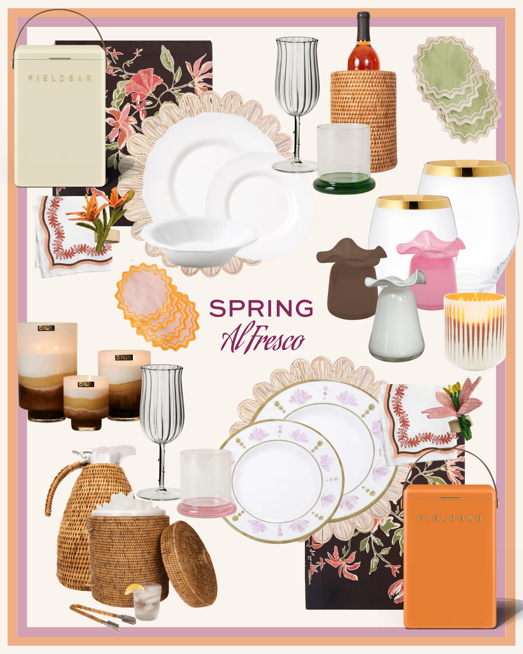Spring tabletop and home product edit designed for Hosted by Kelly Gaudreau email and digital marketing