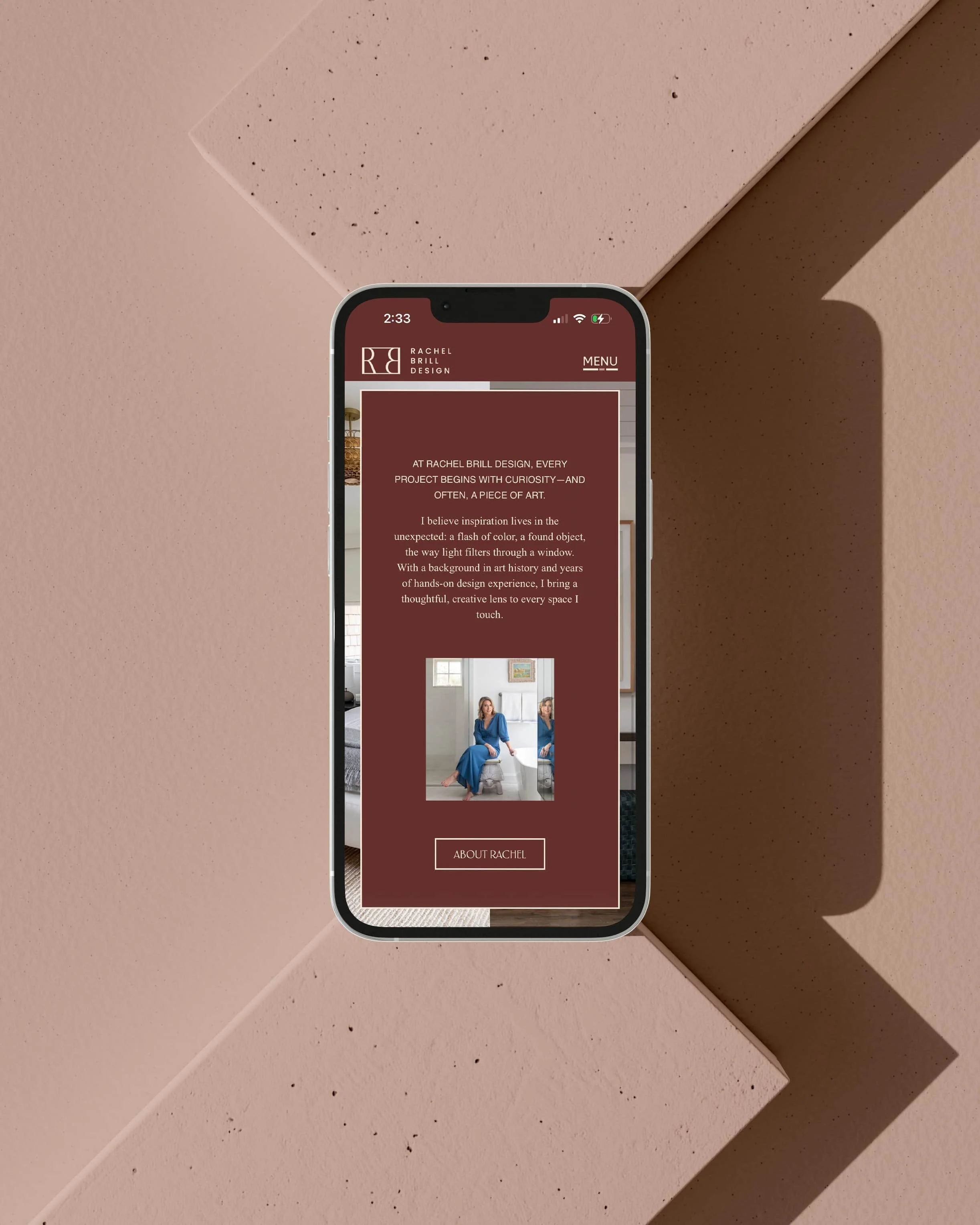 Rachel Brill Interior Designer Squarespace website design by Ash Izsak Studio