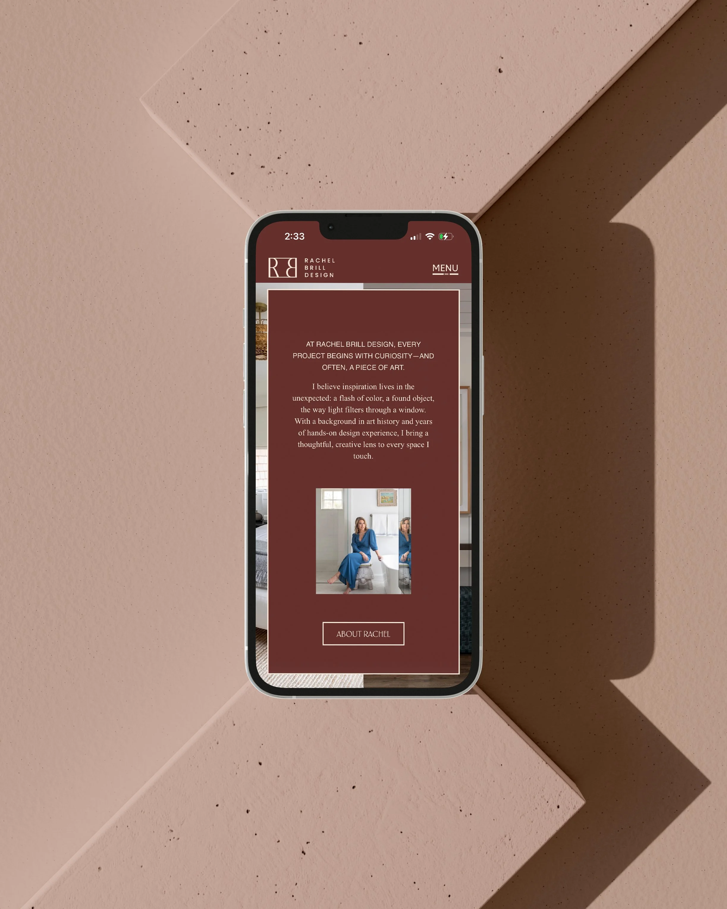 Rachel Brill Interior Designer Squarespace website design by Ash Izsak Studio