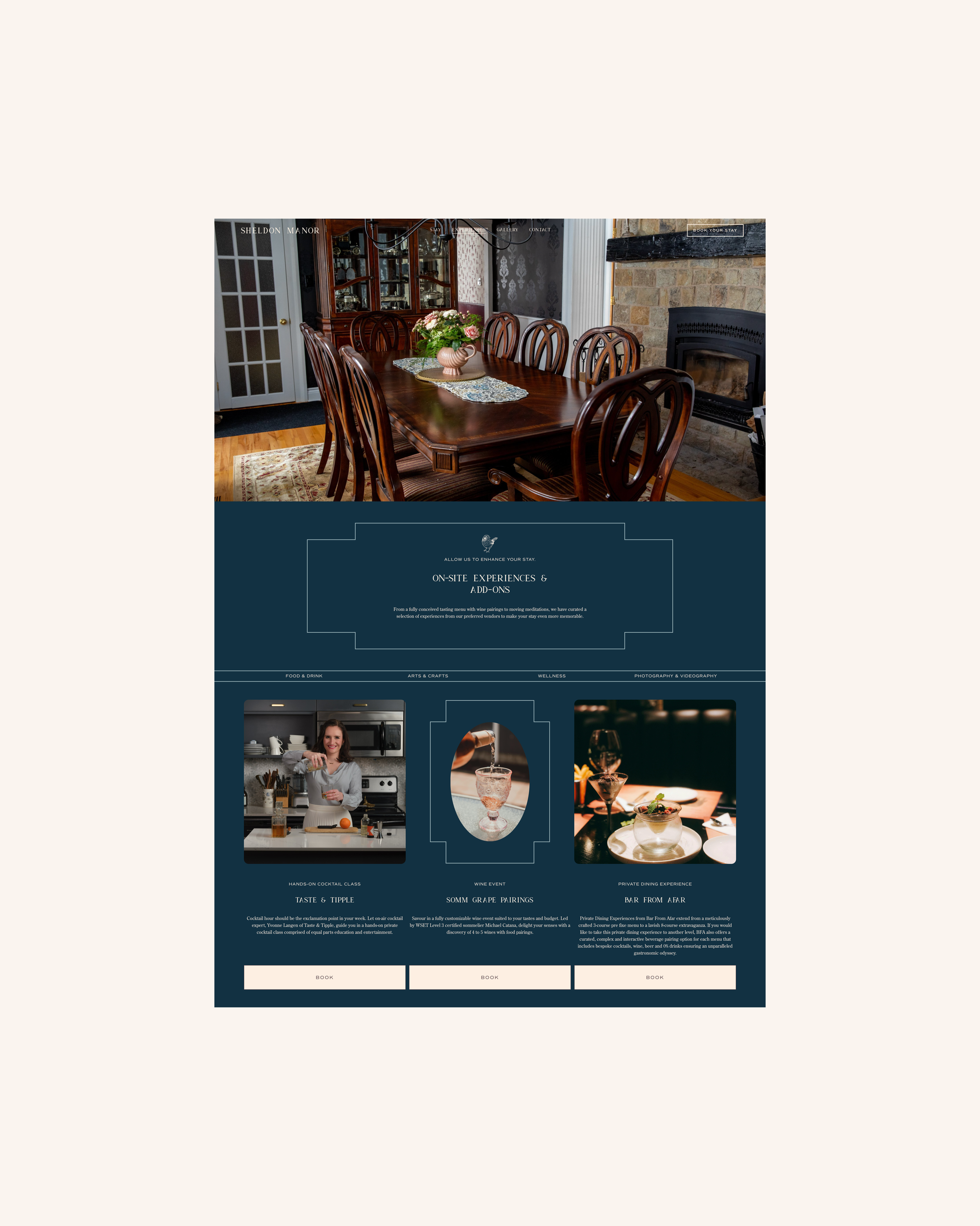Custom Squarespace website for The Sheldon Manor, a luxury vacation rental on Big Rideau Lake in Ontario
