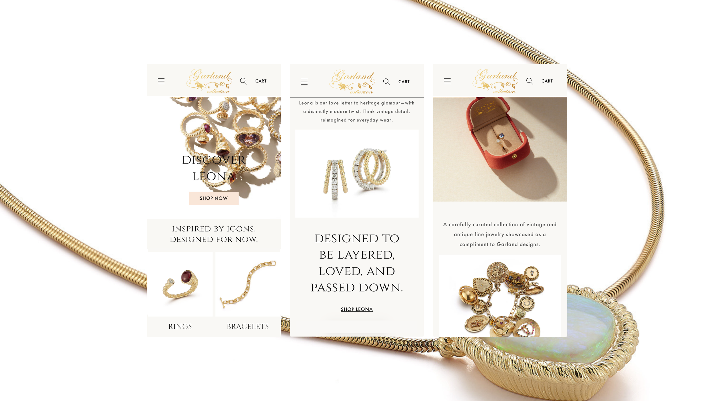 Mobile custom shopify design for Garland Collection By Ash Izsak Studio.png