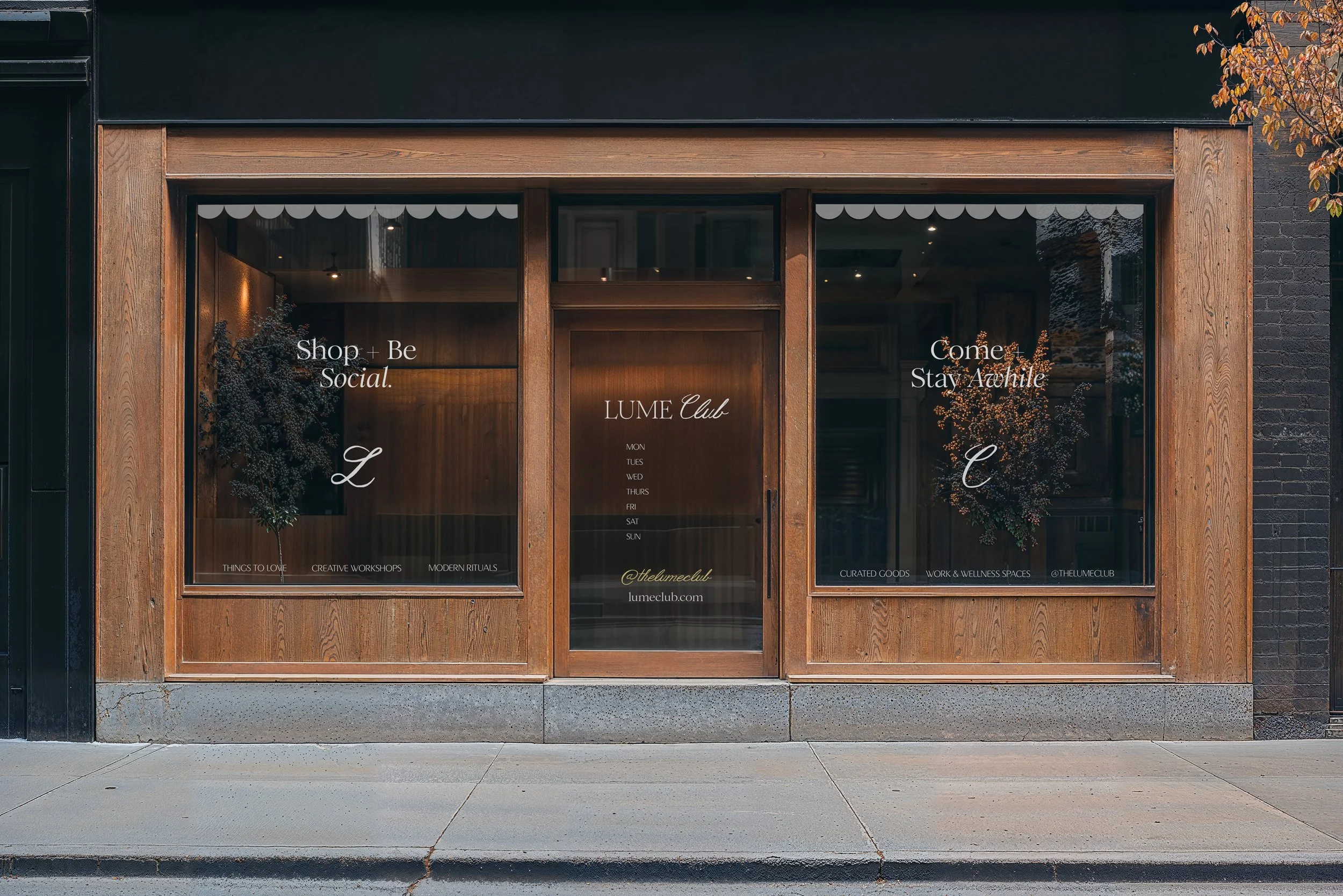 Lume Club boutique storefront and custom signage designed by Ash Izsak Studio