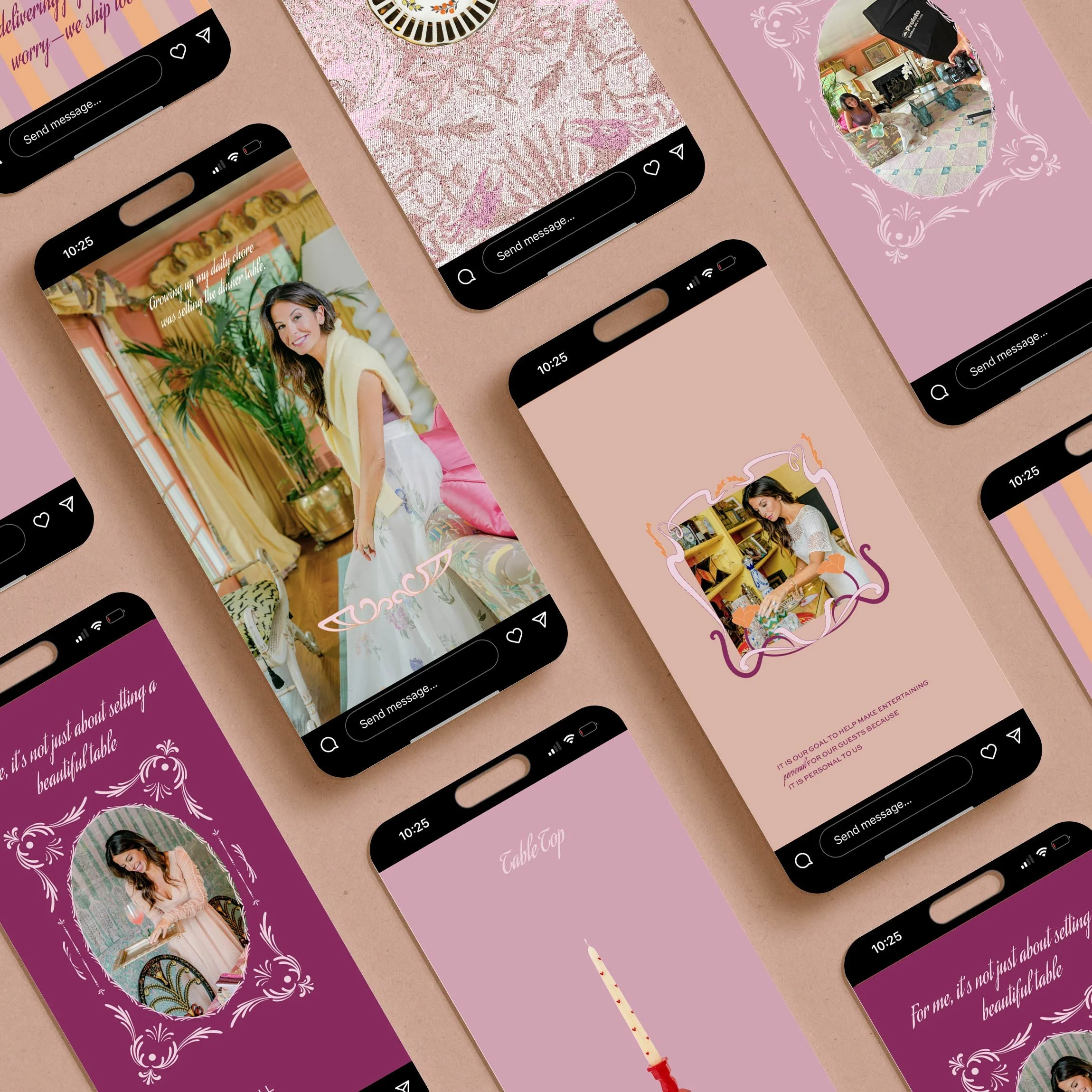 Hosted by Kelly Gaudreau branded social media templates for home, tabletop and gift registry content