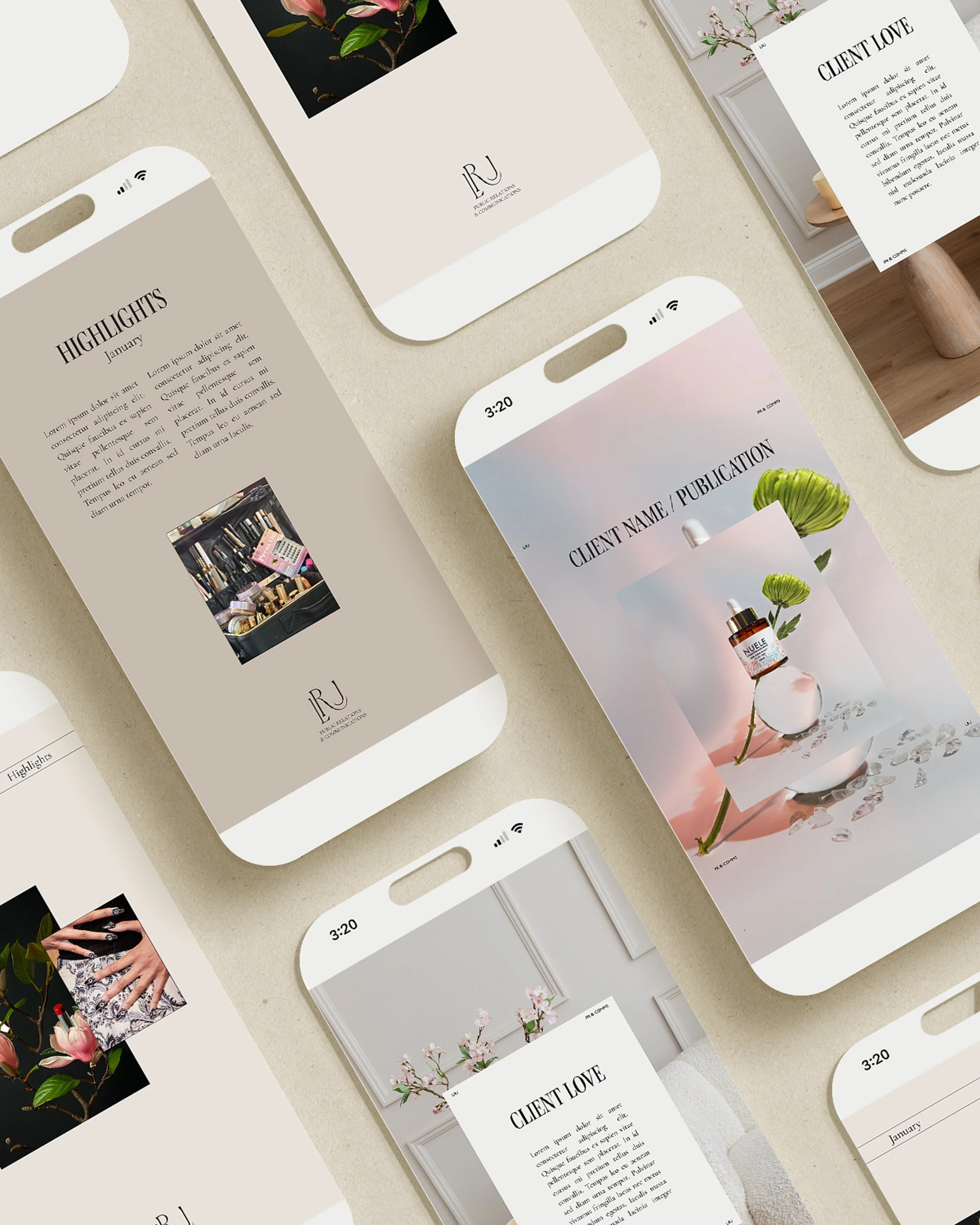 LRJ PR & Communications social media template and brand design