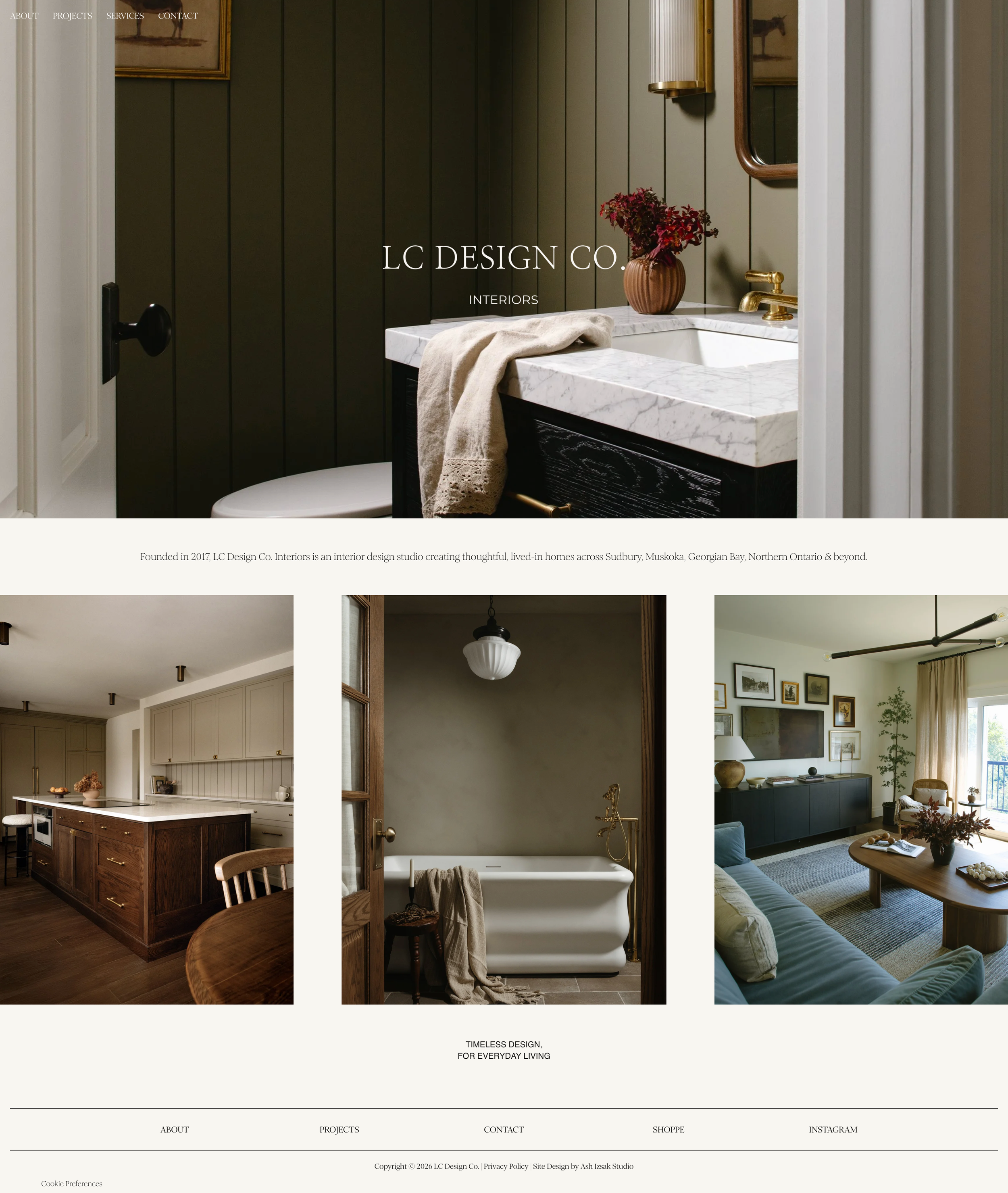 LC Design Co. interior design website home page design