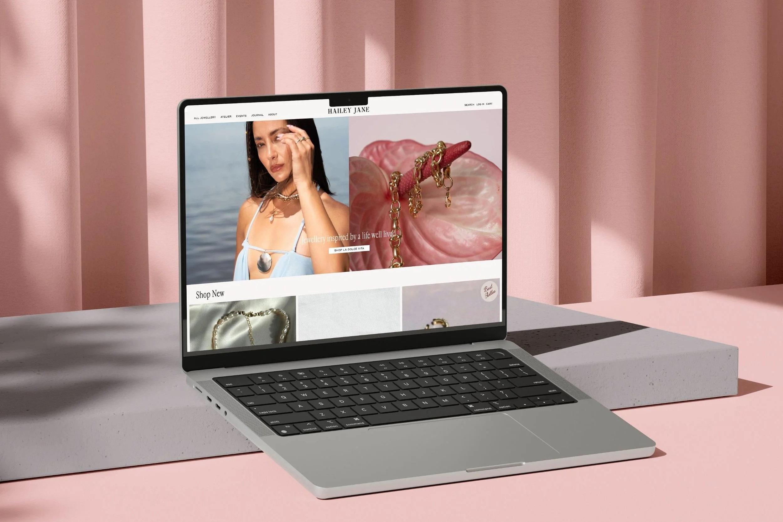 Custom shopify website design for Canadian jewellery brand Hailey Jane