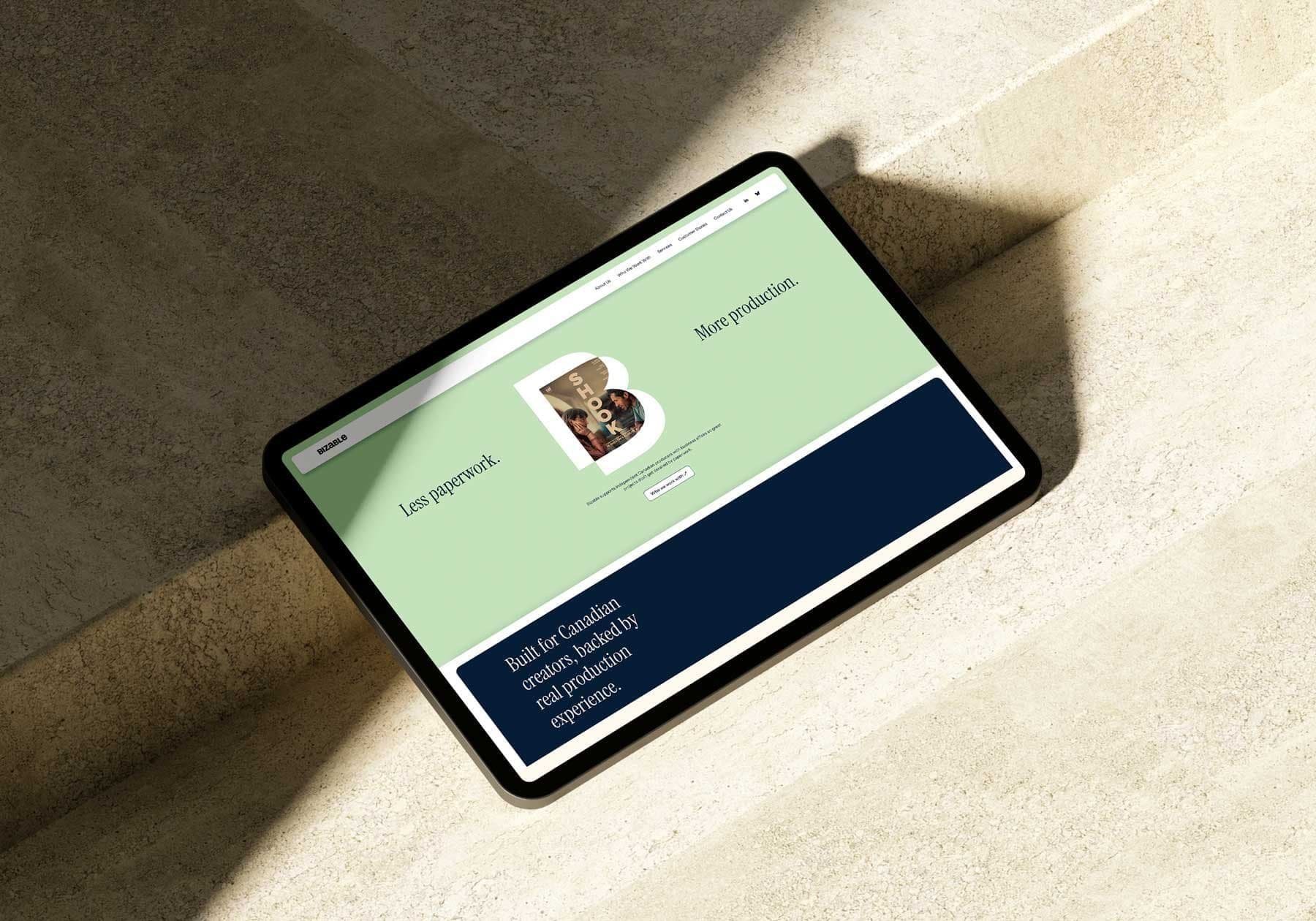 Custom Squarespace website for Bizable, a Toronto business affairs firm for film and television