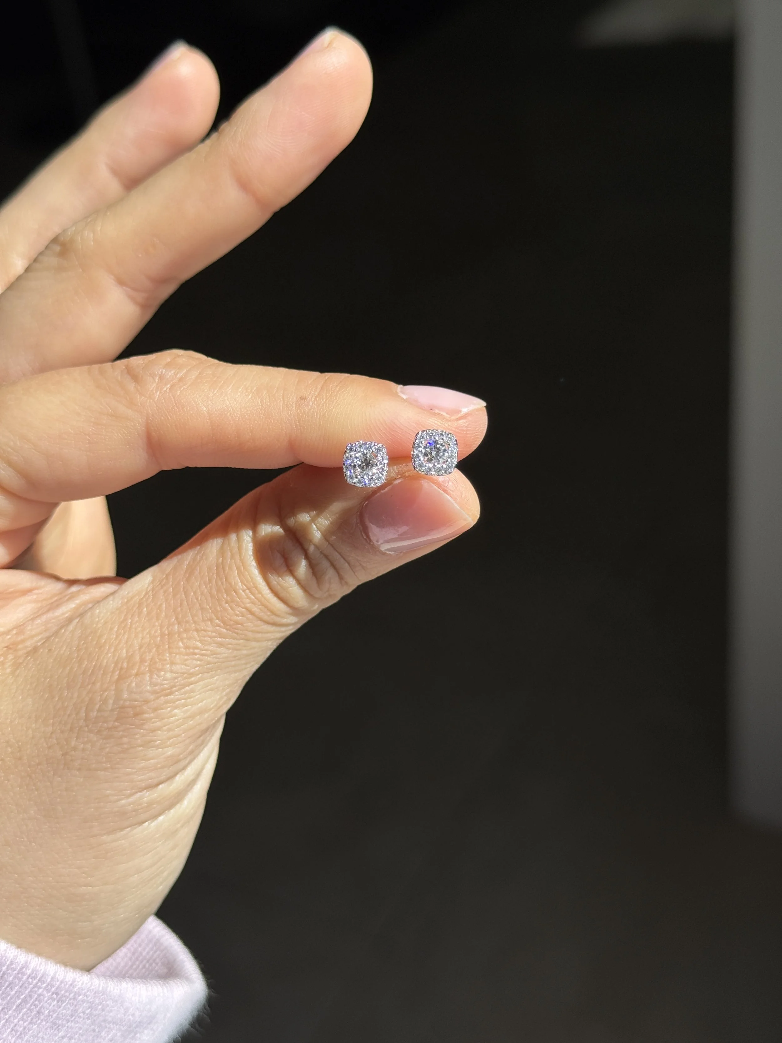 Mini Square Halo Stud