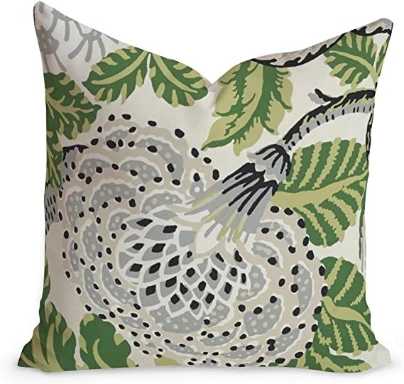 Green Floral Pillow Cover