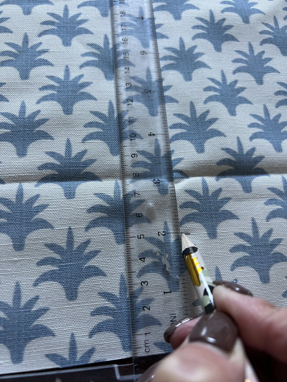 Measure a 2" strip of fabric.