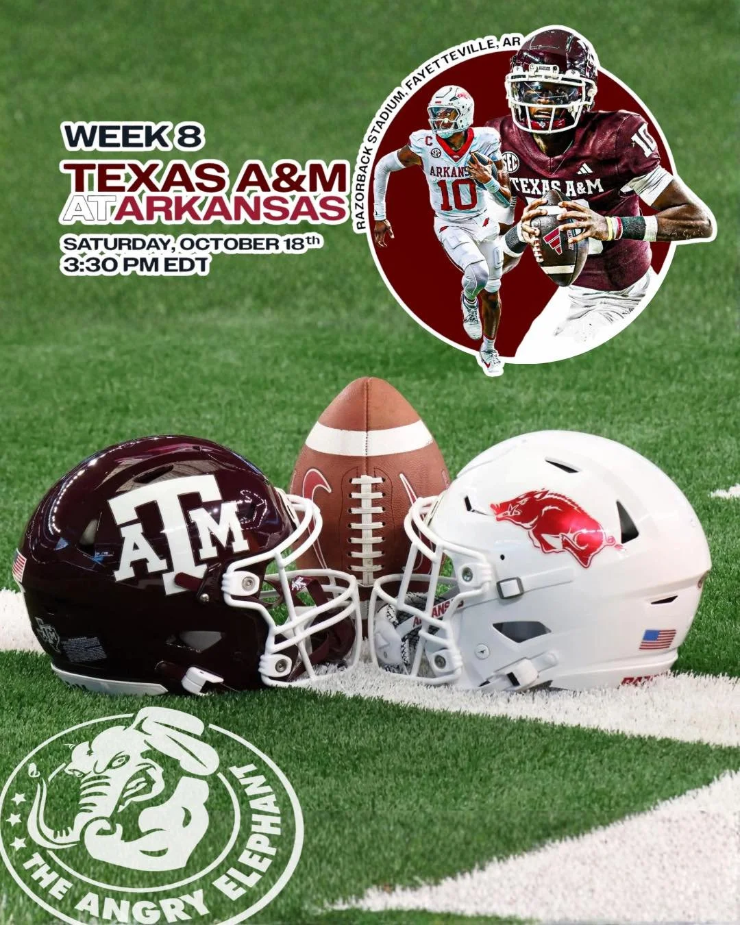 🐘🏈 It&rsquo;s GAME DAY, baby!
Join us at The Angry Elephant as Texas A&amp;M takes on Arkansas &mdash; kickoff at 2:30PM!

We&rsquo;ll have the sound on, drinks cold, and the Aggie energy high! 🤘🔥
Grab your crew, wear that maroon, and let&rsquo;s