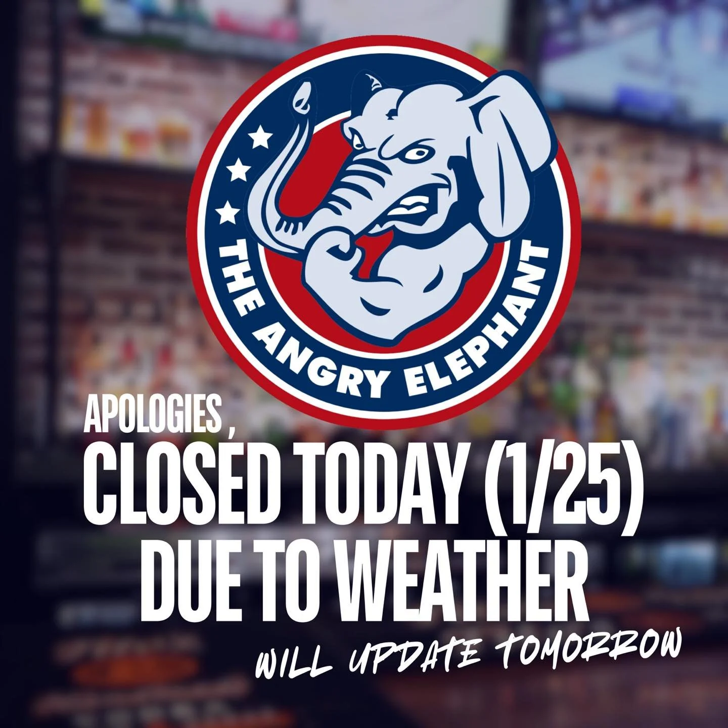 Apologies, we&rsquo;re closed today due to weather. 
Will keep y&rsquo;all posted on tomorrow