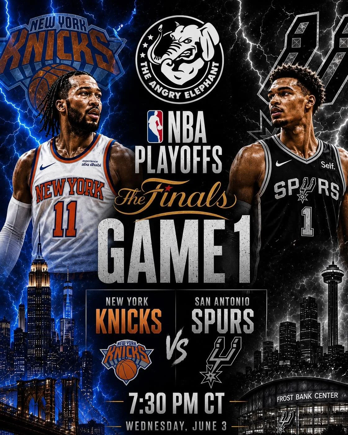 🏀 THE FINALS START TOMORROW! 🏀

Spurs vs Knicks. Game 1. The stage is set.

Join us at The Angry Elephant tomorrow night for all the Finals action on the big screens, cold drinks flowing, and playoff intensity from tip-off to the final buzzer.

🔥 
