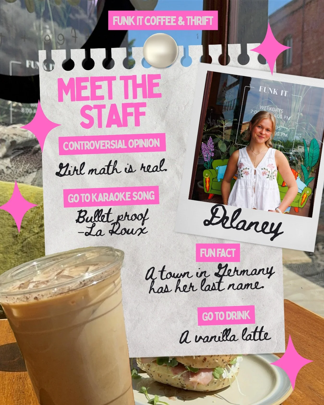 Next up on our highlight is Delaney! ✨
Delaney has been with us since May, and we can&rsquo;t imagine this place without her. She&rsquo;s full of spunk and energy and we love having her behind the bar! Her go to summer activity is a sunset walk with 