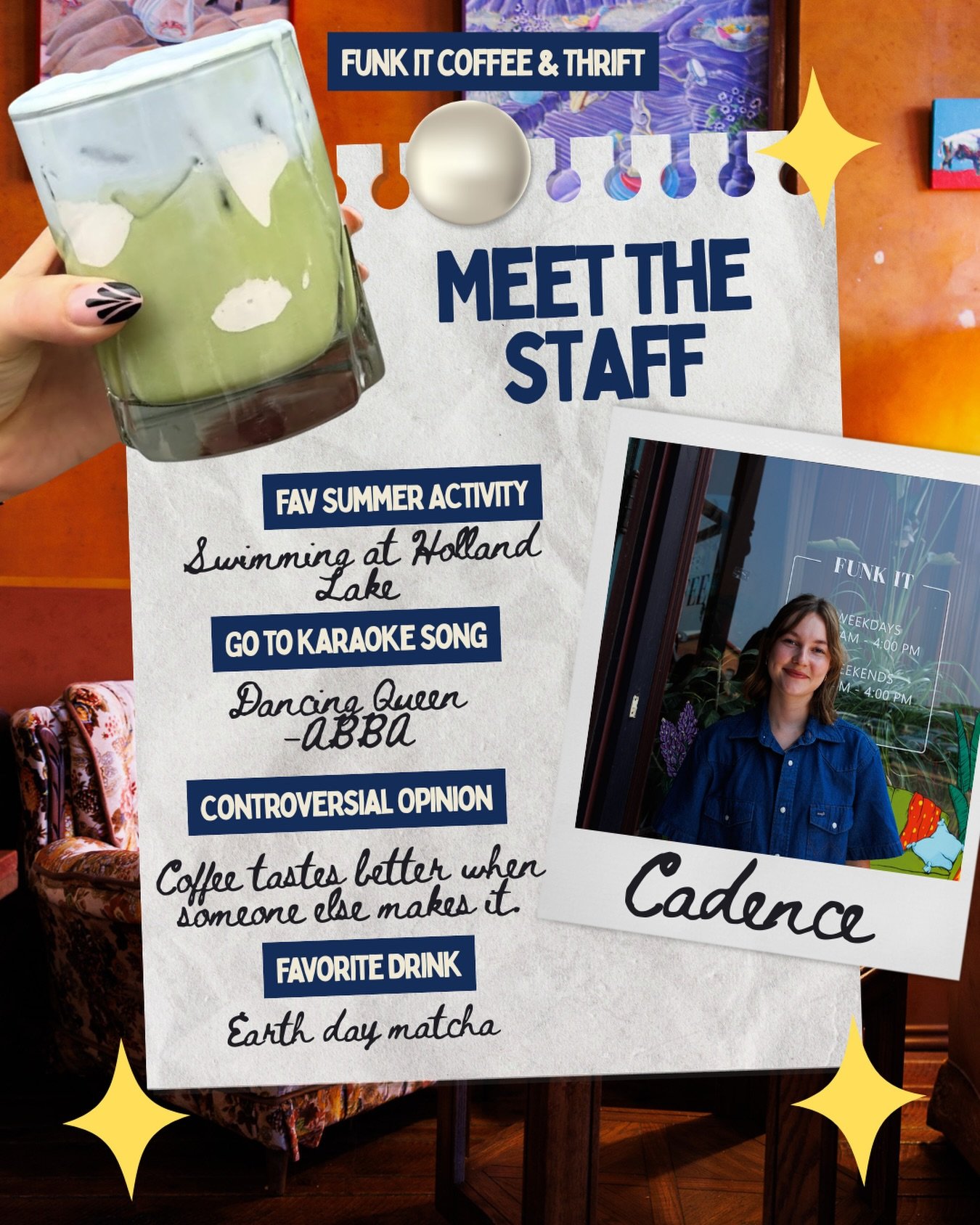 We&rsquo;re so happy to have our sweet Cadence back in the house, as she ALSO just got back from Ireland with Astri! Can you tell they are besties?! We are so grateful to have her wit and humor back behind the bar&hellip; and she&rsquo;s right, coffe