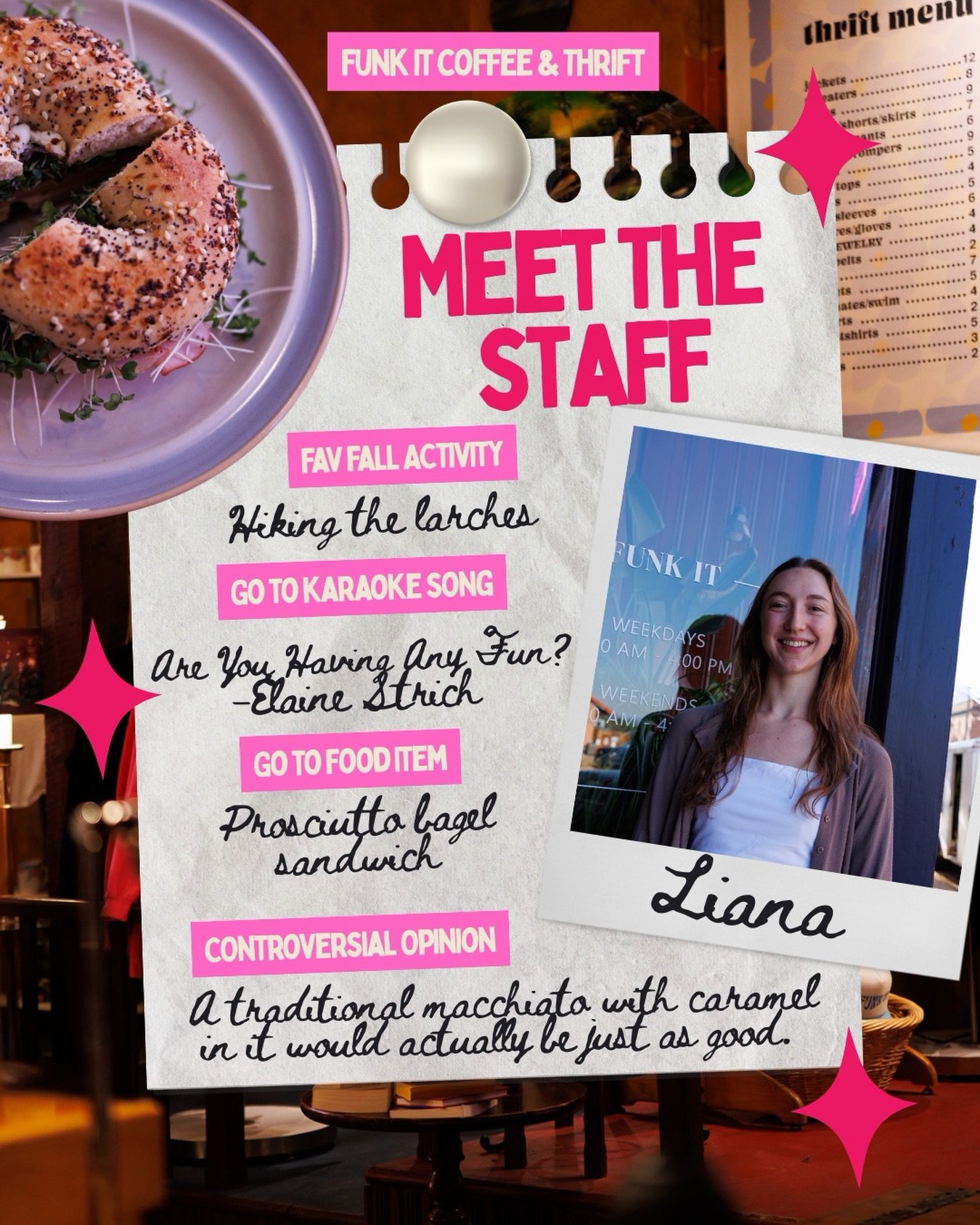 Liana has been with us for almost two years (!!!!) and we feel so lucky to have had her grounded, graceful spirit with us behind the bar (and making all the delicious syrups y&rsquo;all love)! We couldn&rsquo;t imagine this place without her and her 