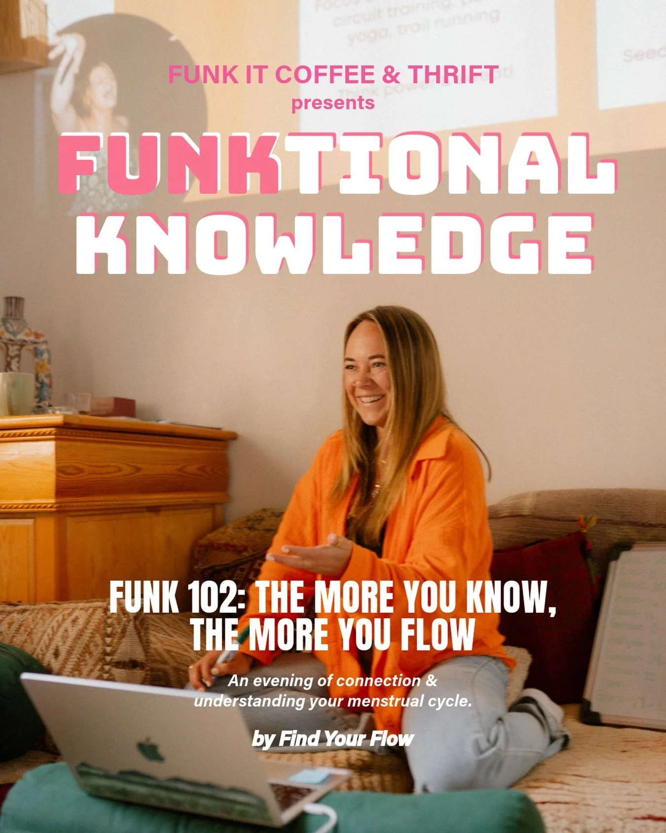 We are ONE WEEK OUT from Funk 102: the more you know, the more you flow - and your attendance is WANTED!

This is a free, informational event by @find.your.flow_ . Come for an evening of discussion around your menstrual cycle, connection (with commun