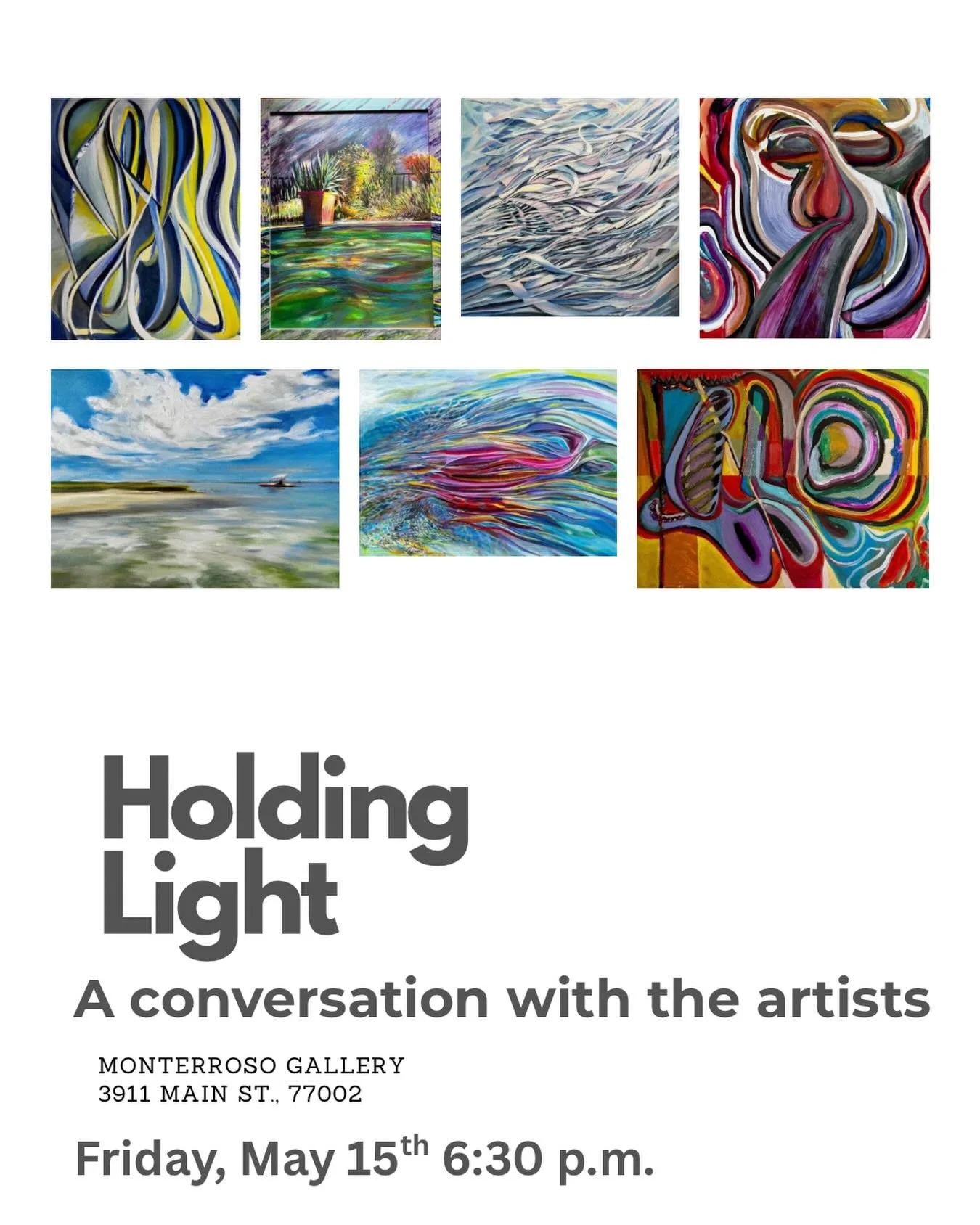 Please join me this Friday at 6:30 p.m. at @monterrosogallery_ as the artists behind Holding Light join their voices and practices for&nbsp;a discussion about the collected works. Listen and participate as we discuss our collection, curated by Gabrie