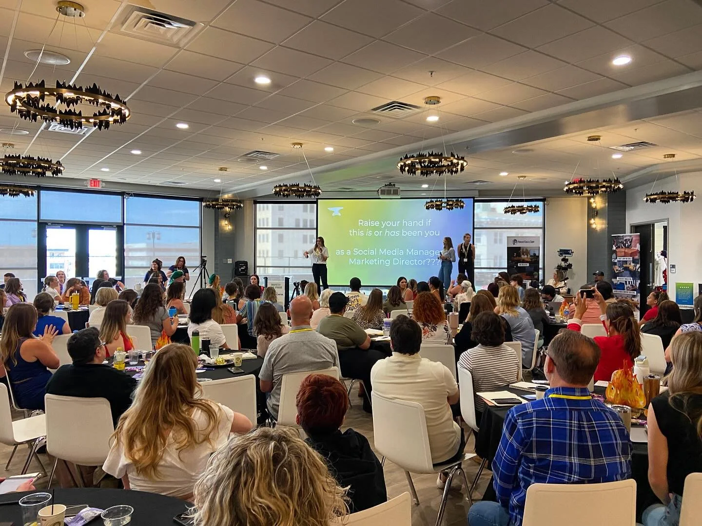 Full house and sold out here at #smdayict24 at @nichekansas! Proud to support @digitalwichita and help put the event on! #wichita. @rsmmarketing currently up speaking about social videos.