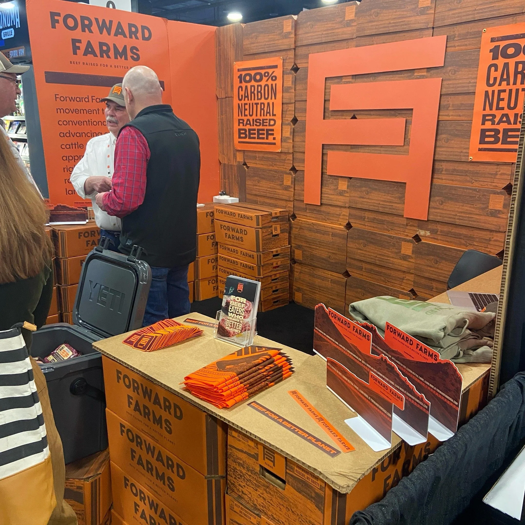 Snazzy looking booth by @forwardfarmsusa at the Annual #meatconference this year. This new brand of #beef is 100% carbon neutral. 🥩 

#meatindustry #annualmeatconference #annualmeatconference2024