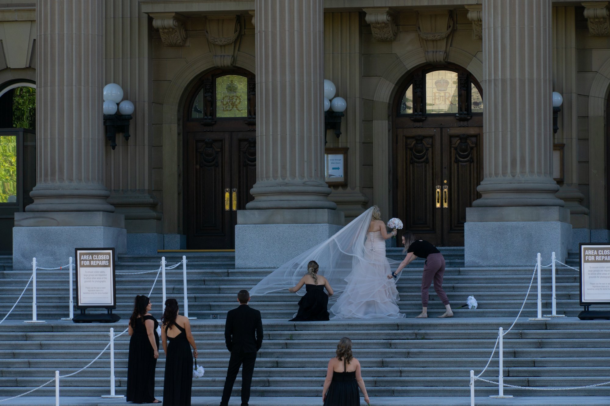 Wedding shots around Alberta Legislature Building in Edmonton, Alberta, Canada