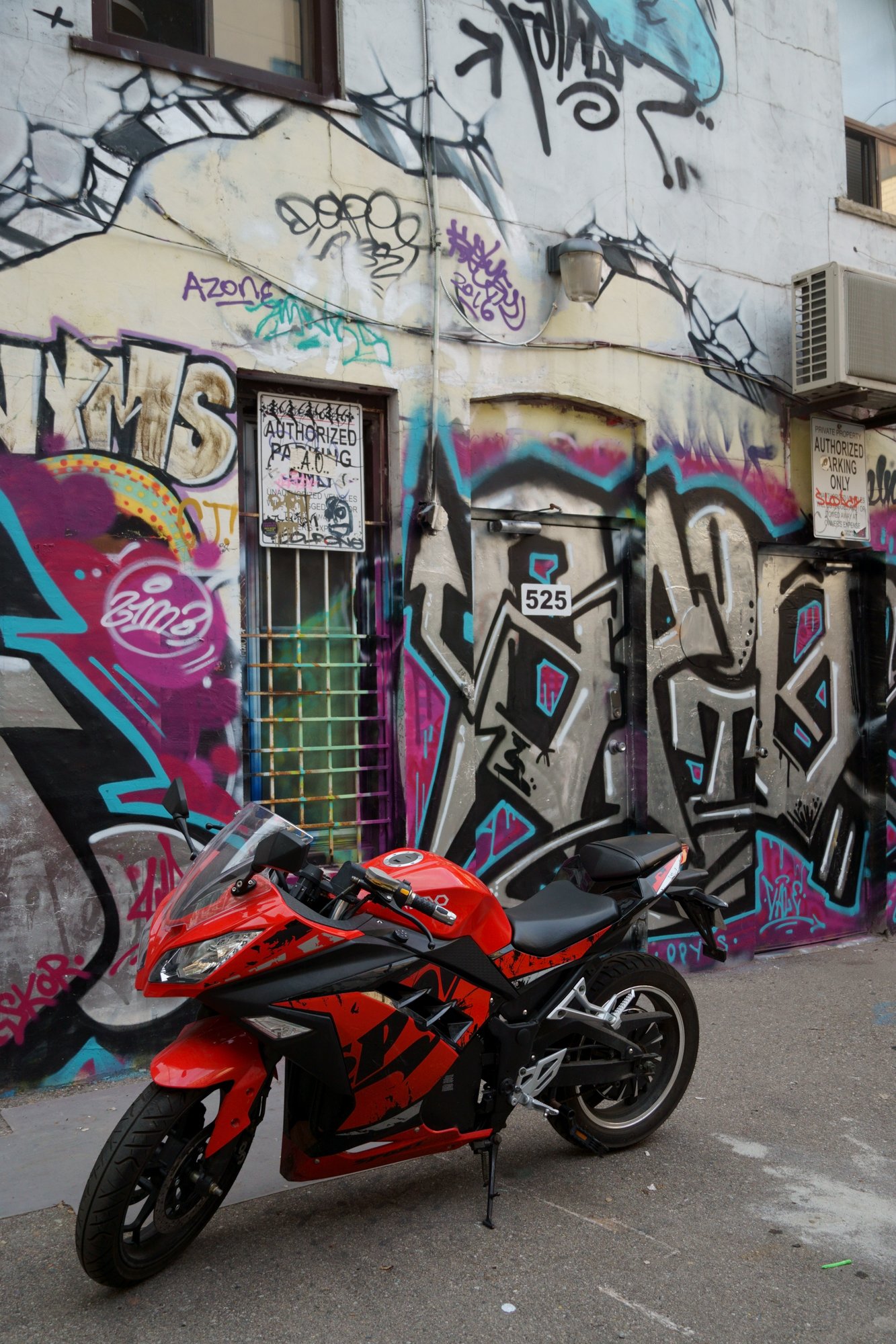 Motorcycle Graffiti at Kensington Market, Toronto, Ontario, Canada