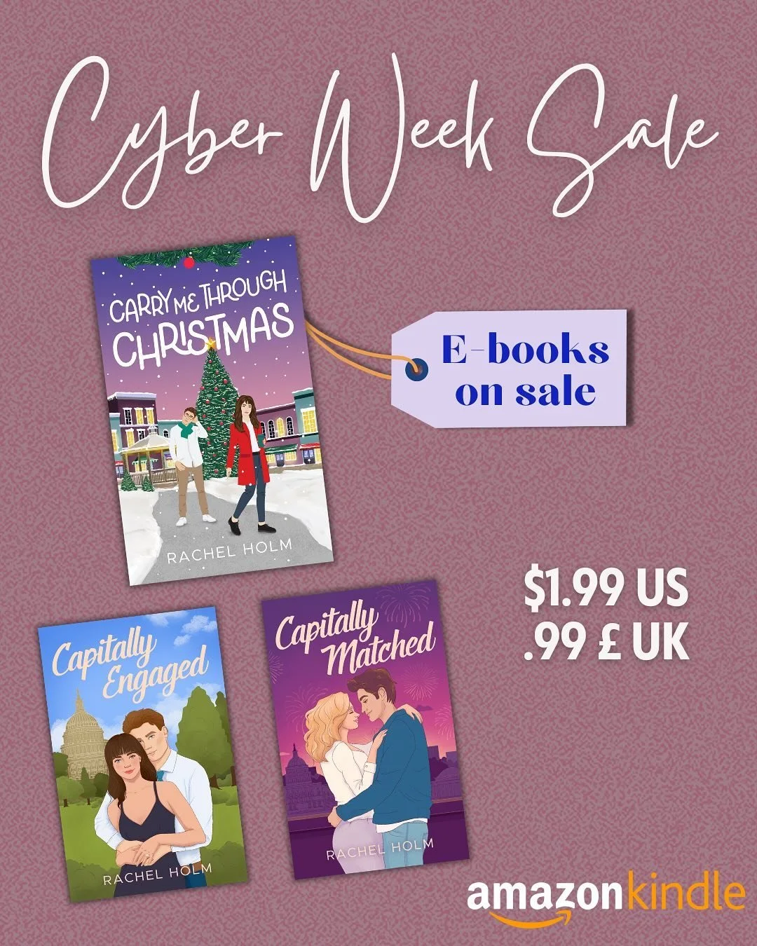 Cyber Week Sale!

Let the discounts rain (snow?) down for Cyber Week! 

All my ebooks are on sale through Friday, December 6th! Tell you friends, tell your neighbors, tell your mail man! If you&rsquo;ve been eyeing one of these books, it&rsquo;s a gr