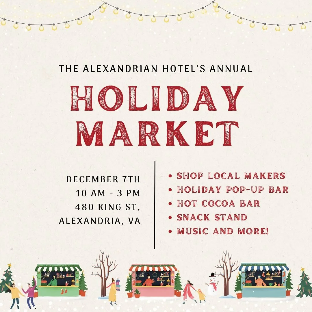 Excited to be back with @bethereflea this weekend at the @thealexandrianhotel Holiday Market! @bethereflea tagged all the participating makers in their post yesterday, if you want to check it out. 👀👀

Every December, Old Town Alexandria hosts the S