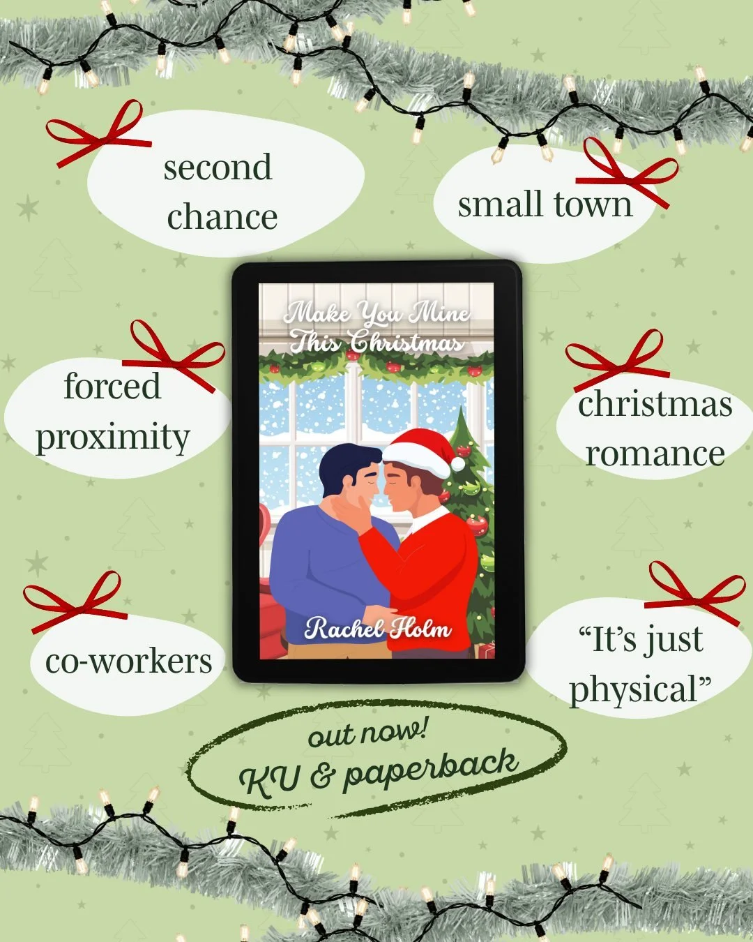 What you'll find in Make You Mine This Christmas:

💕 Second Chance
👯♂️ Forced Proximity
🏘️ Two Small Towns 
🎄Christmas Romance
🧠 Plus-size &amp; Migraine Rep
🎅🏼 Co-Workers
👀 Dual POV
🧑🧑🧒🧒 Meddling Townsfolk
📱Text Message Banter
 💖 HEA G