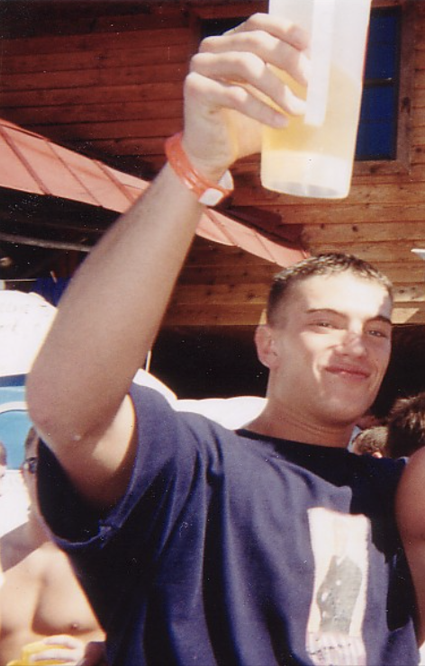 Garrett partying during his college years