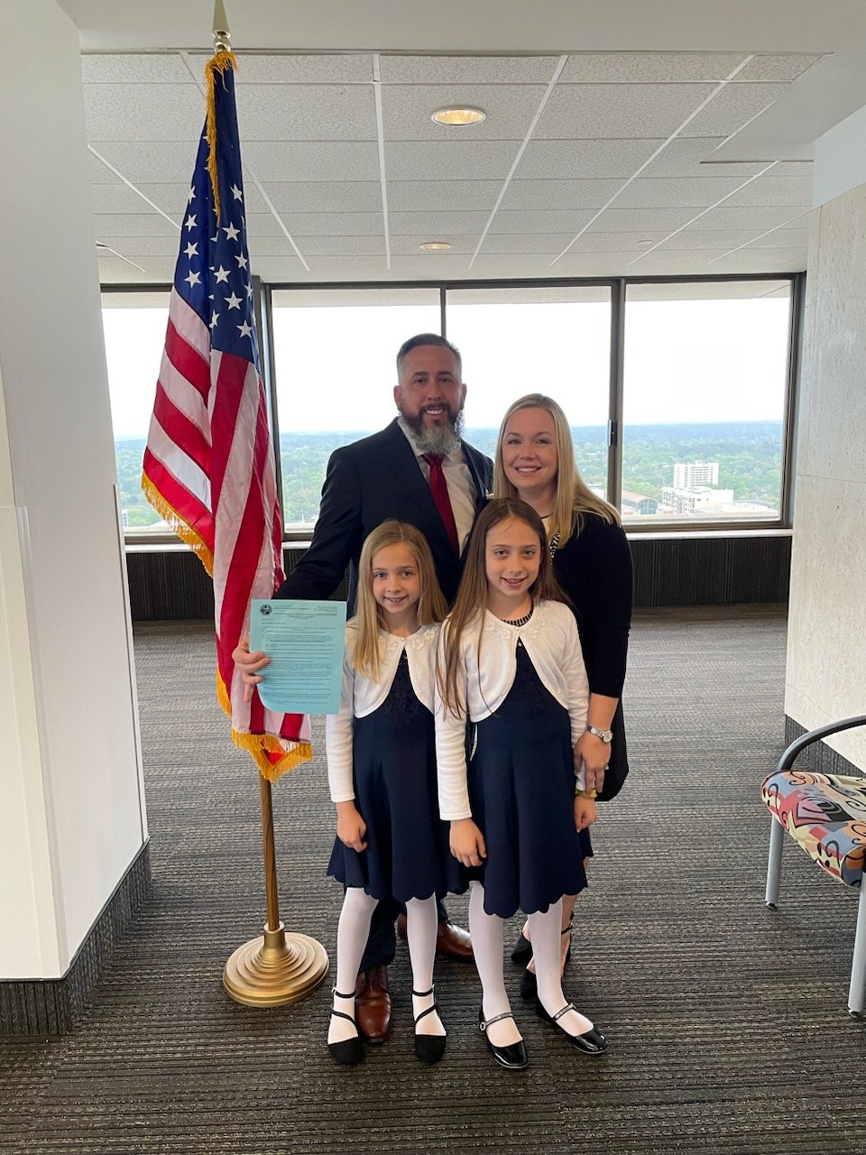 Mike and his family during his clemency hearing with the state of Florida