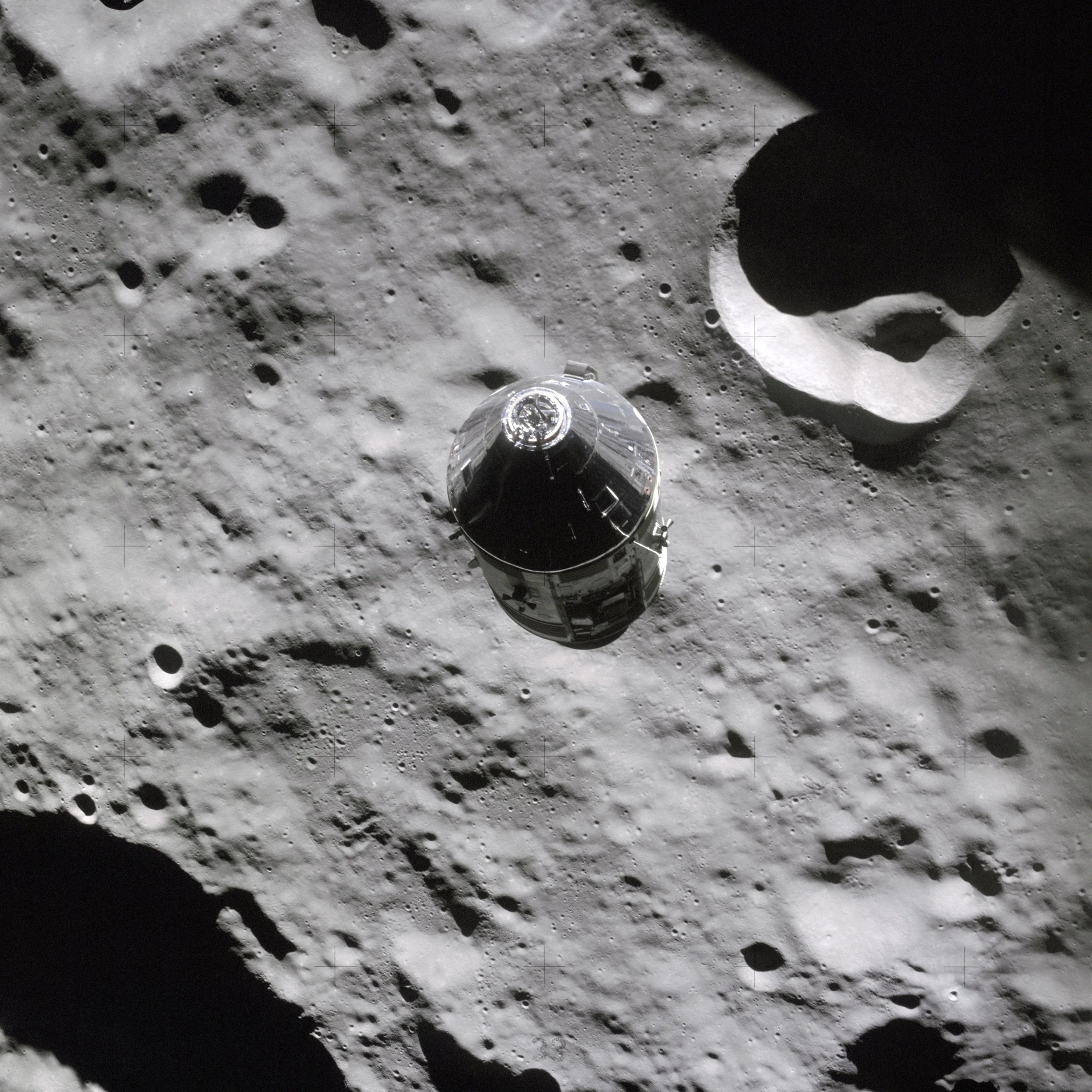 Apollo 16 moon lander approaching the lunar surface