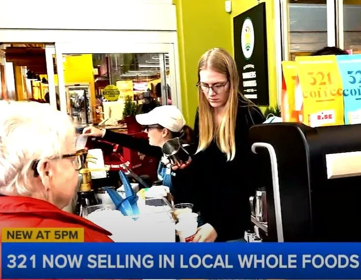 321 Coffee Shop surprises shoppers with free drinks in celebration of Whole Foods partnership