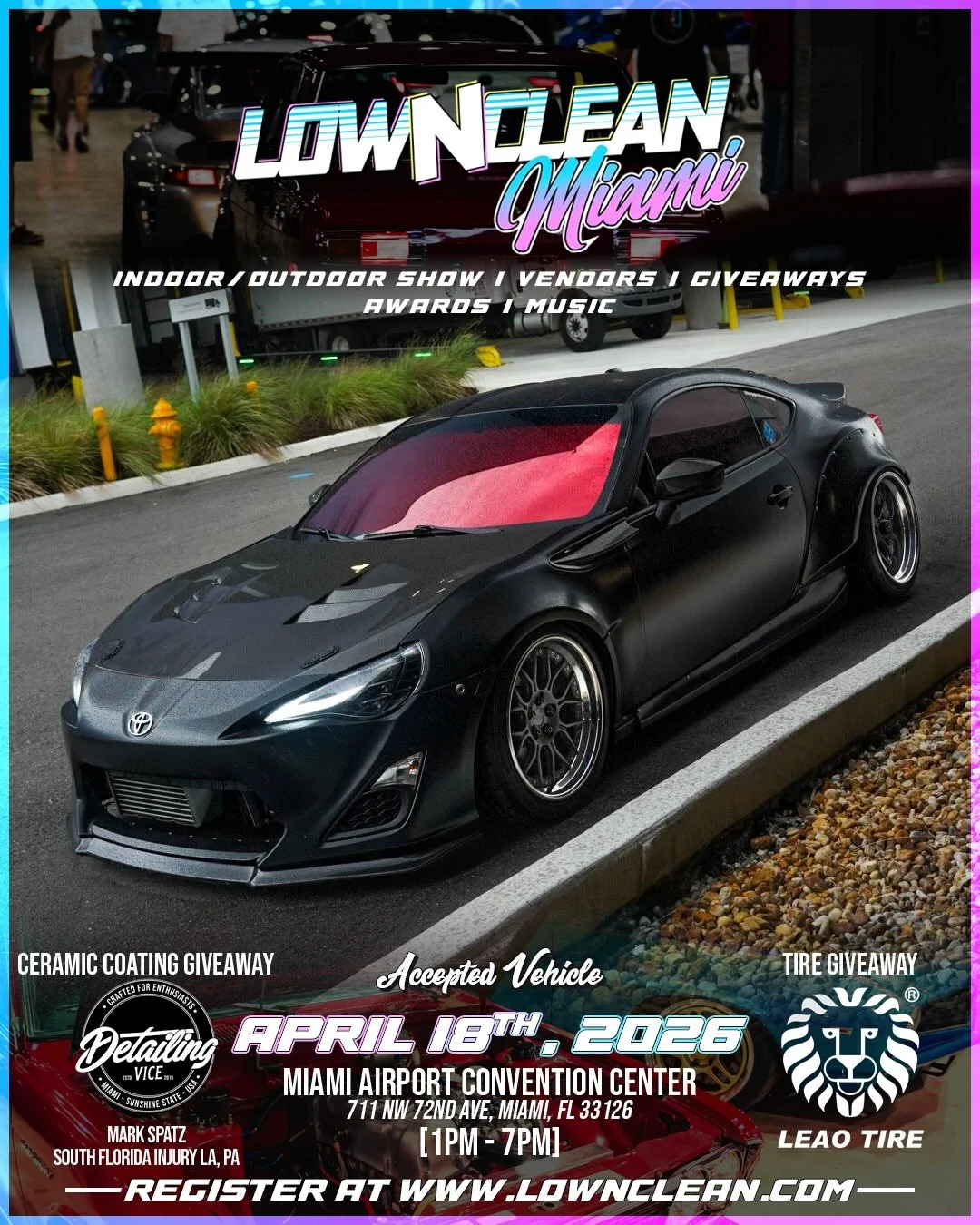 ‼️ MIAMI - APRIL 18TH ‼️ 
📢 Here&rsquo;s a few things you should know:

- Indoors is just about SOLD OUT - any unpaid registrations will be canceled this week, roll-in emails go out on Sunday.

- 1 Indoor Vendor Spot LEFT [We also have Outdoor Vendo