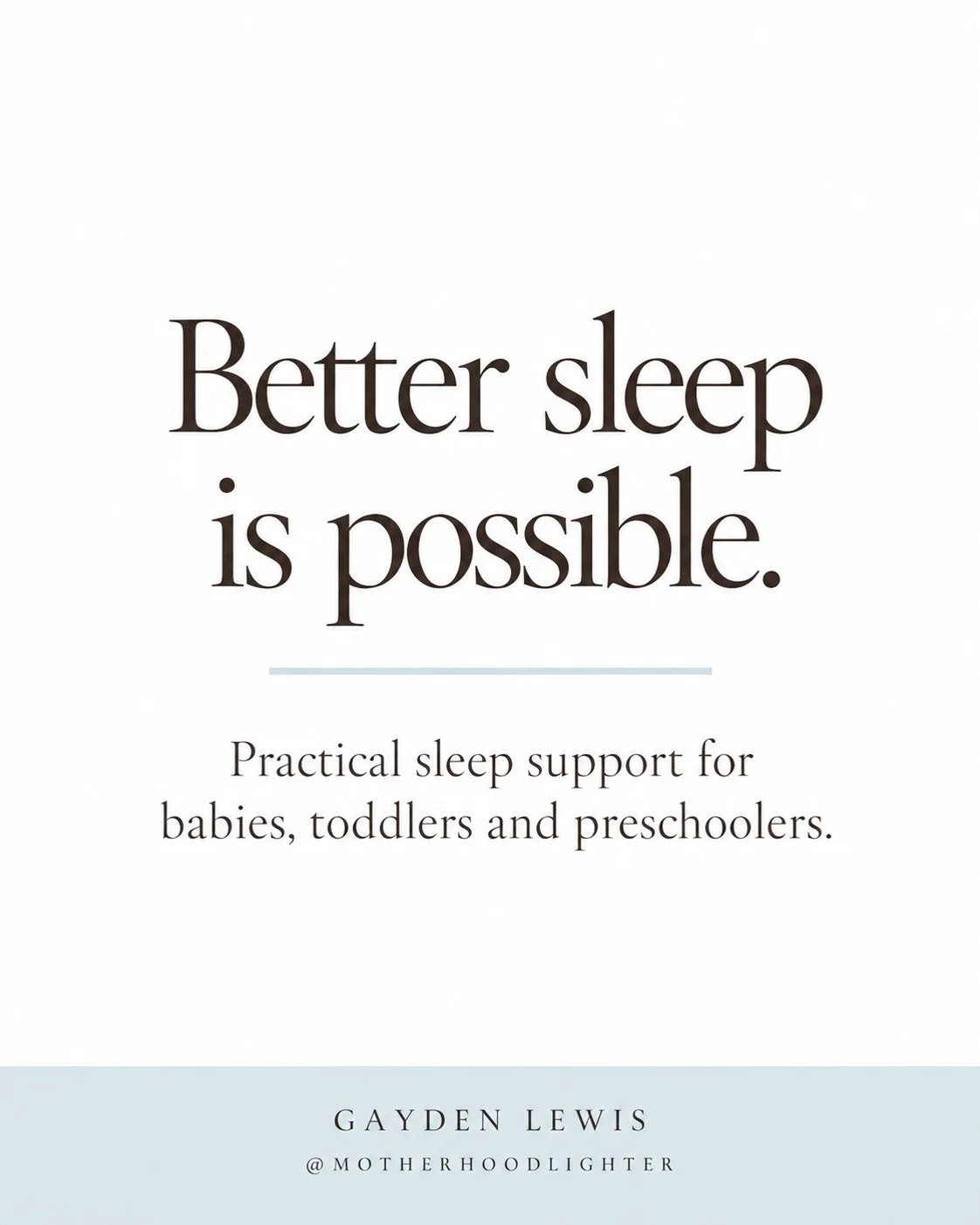 Does bedtime take forever? Is your little one waking throughout the night, taking short naps or not able to sleep without touching your body?

If so, I want you to know that your family's sleep situation doesn't have to stay this way.

I'm Gayden, a 