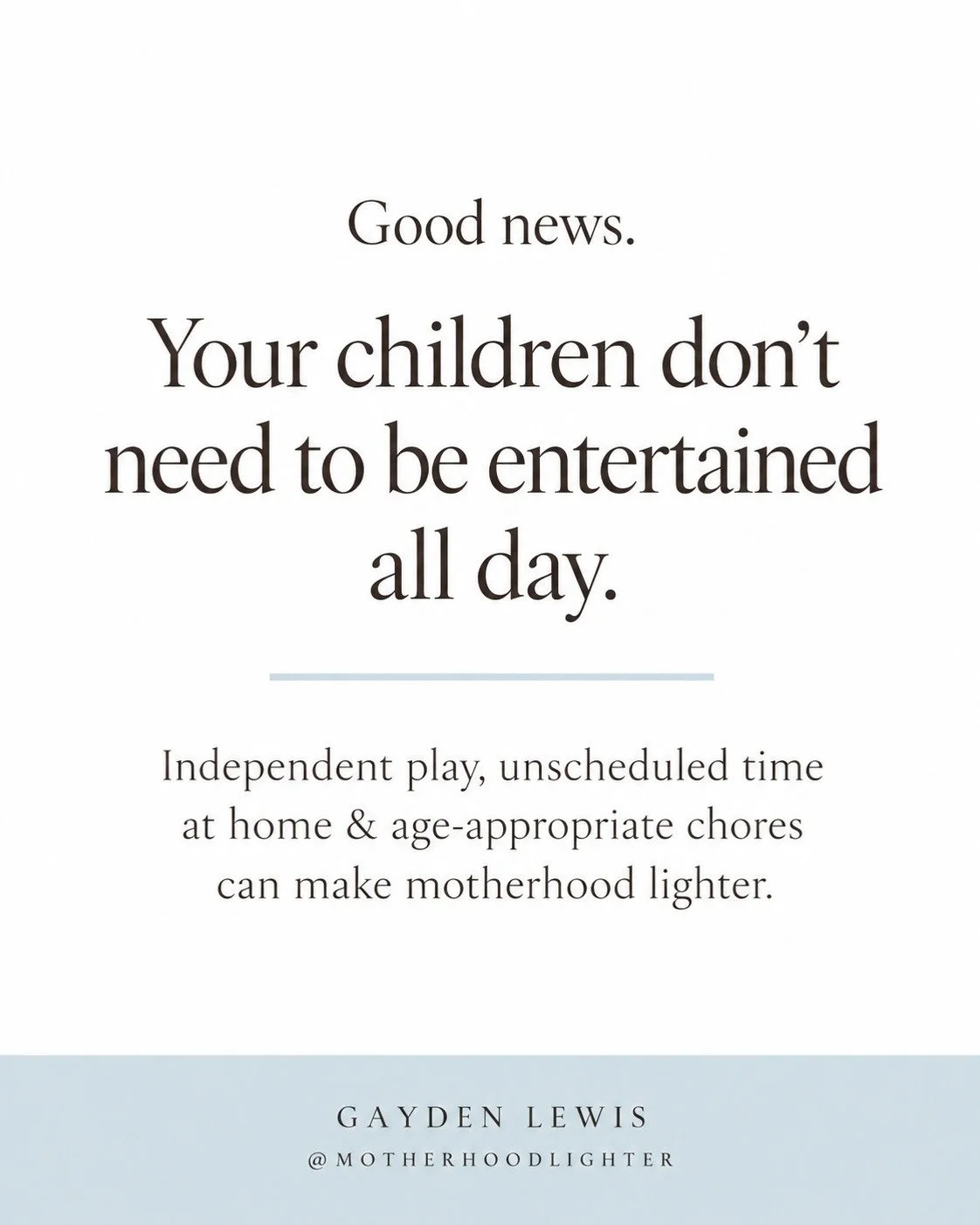 Good news: Your children don't need to be entertained all day. 🤍

Somewhere along the way, motherhood became a full-time entertainment job.

We plan activities, organize playdates, research educational toys, and feel guilty when our children have no