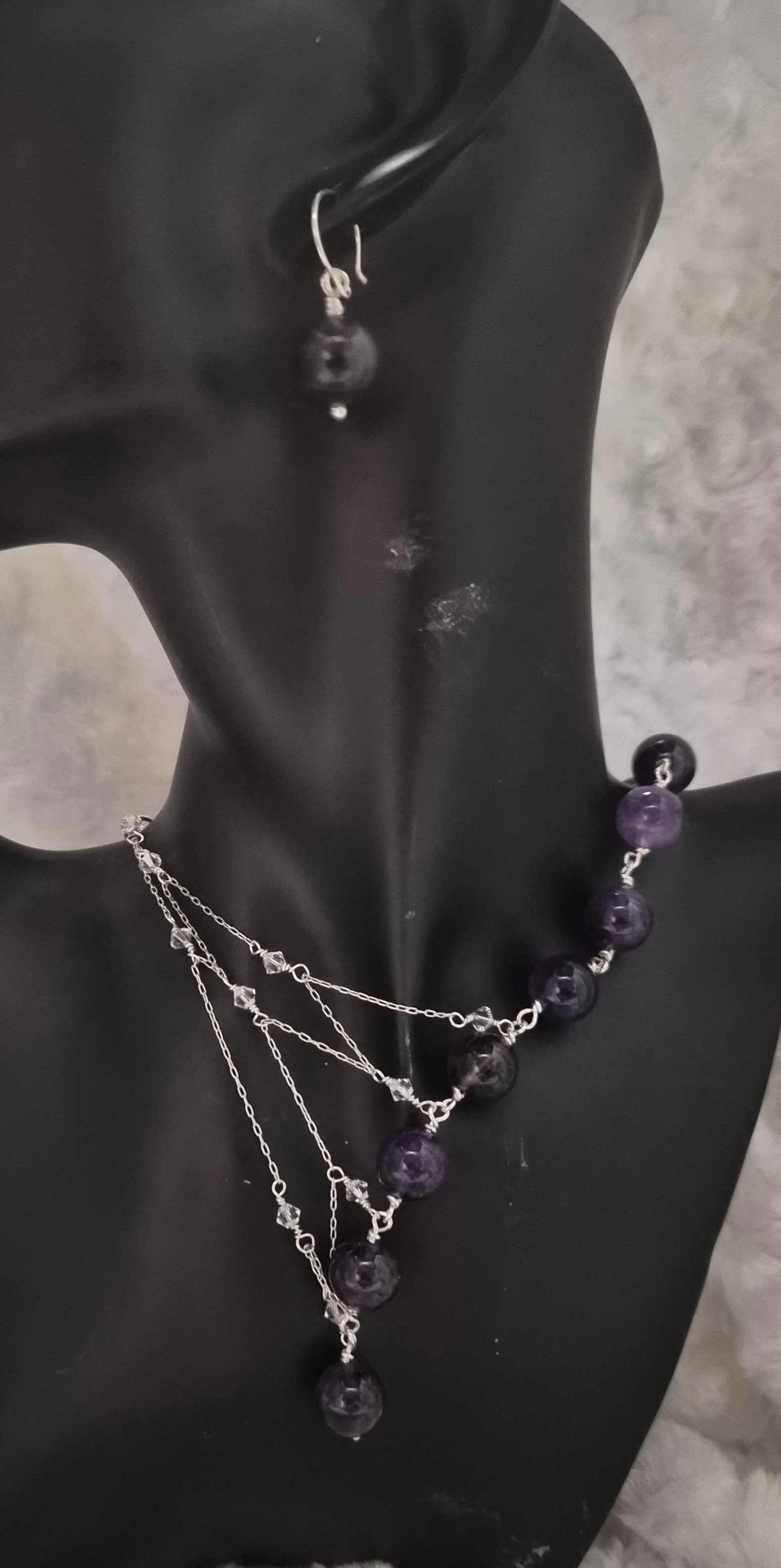 Amethyst Spiral Necklace and Earring Set