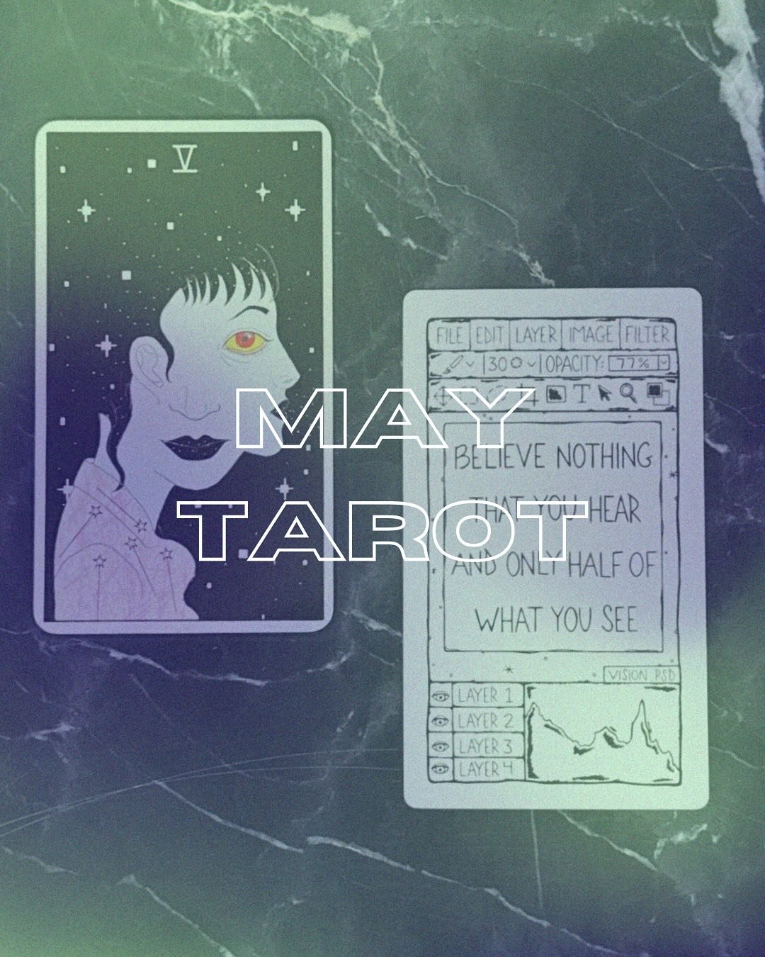 May&rsquo;s tarot message? Don&rsquo;t get lost in the sauce🌀

The 5 of Wands + Believe Nothing That You Hear and Only Half of What You See are teaming up to remind us that not everything (or everyone) deserves our energy right now. 

Feeling scatte
