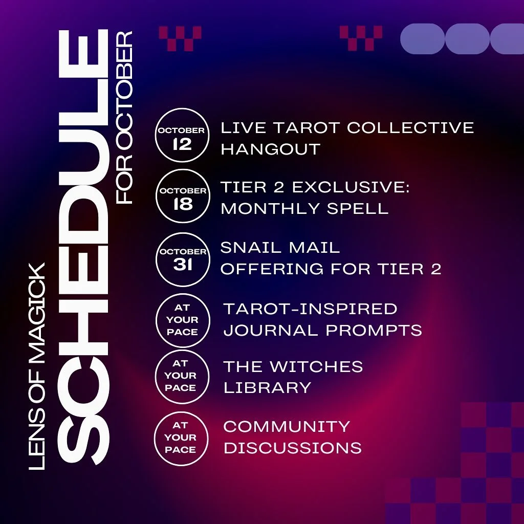 October is your invitation to realign, release, and receive through sacred connection✨

Here&rsquo;s what&rsquo;s coming inside Lens of Magick this month:
&bull; Oct 12&mdash; Collective tarot reading: realignment, balance, and what connection you ne