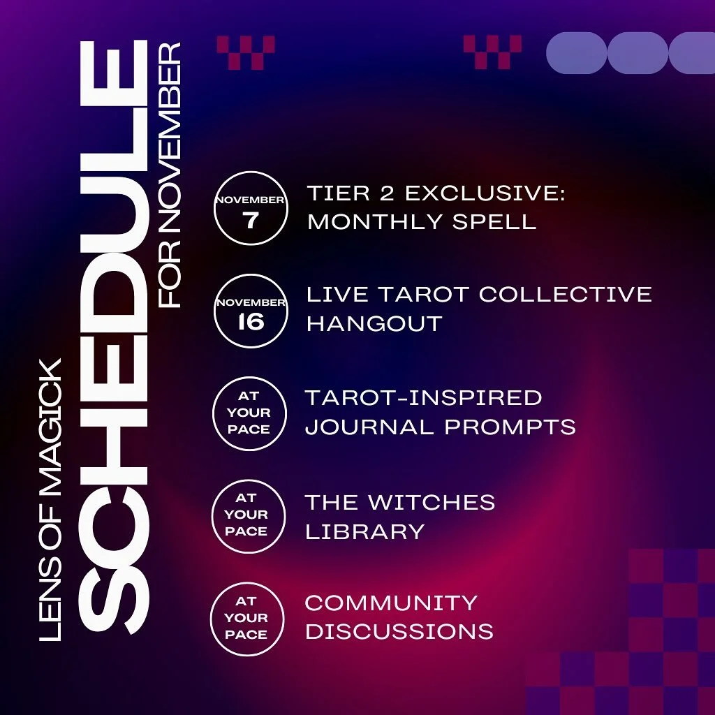 Here&rsquo;s how we&rsquo;re journeying through Dreaming Beyond Limits together inside Lens of Magick this month:

&bull;Nov 7 Portal Spell: Vision Mapping&mdash; A guided ritual to move beyond fear and old narratives, transforming shadow work into b
