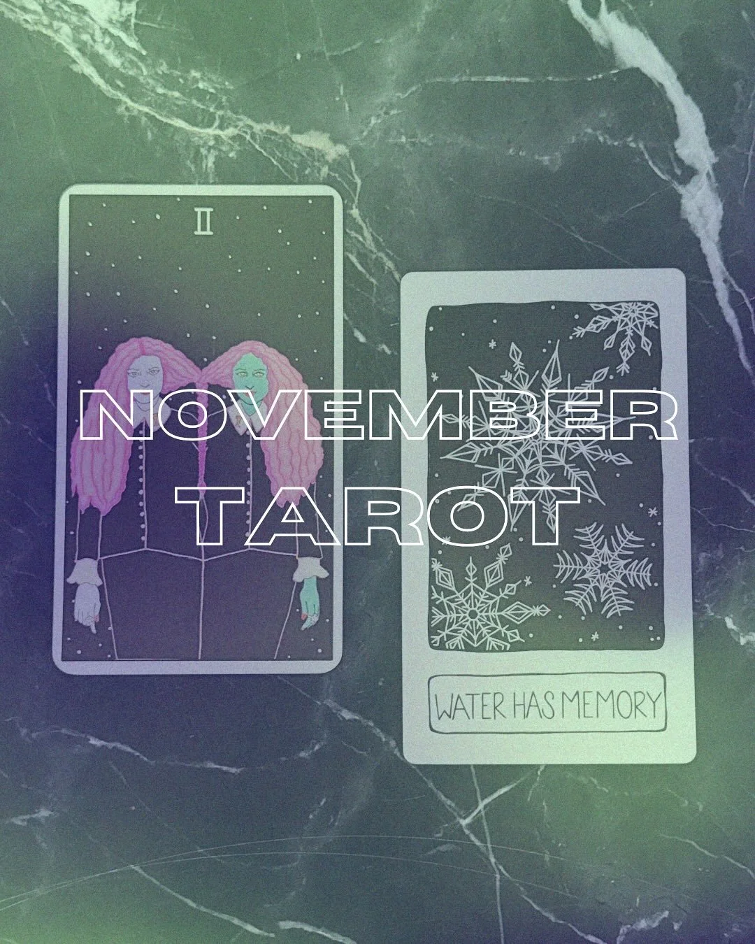 In November we dive beneath the surface🌊

The Two of Cups shows up ~not just as a romance card~ but as the meeting of two streams: your deep self and your long-forgotten truth. Paired with the Water Has Memory oracle card, we remember that &lsquo;wa
