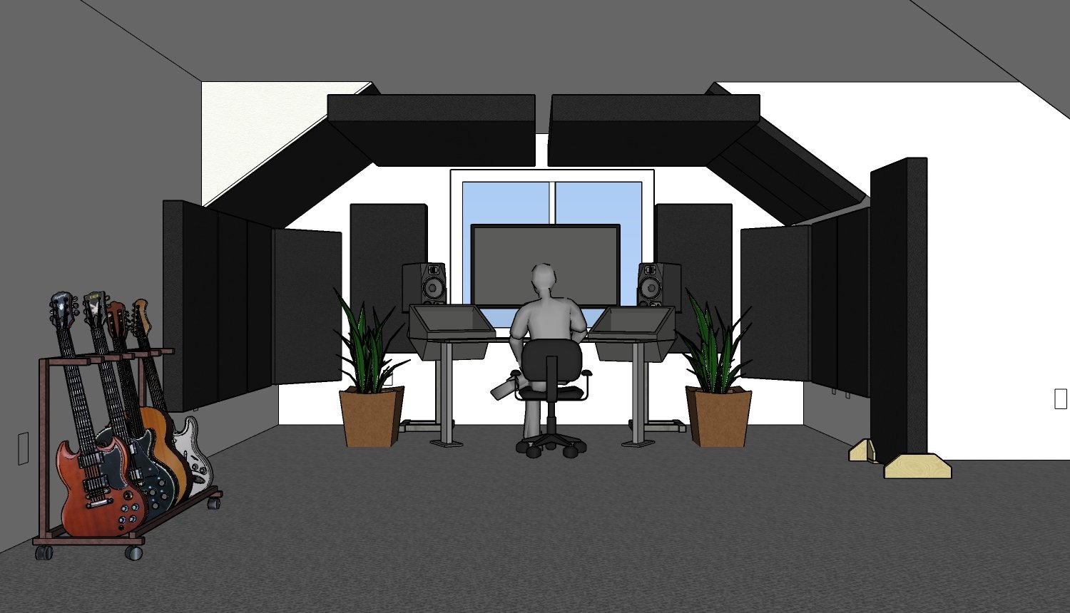Custom home studio design of acoustic treatment.