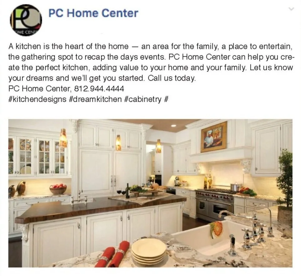 Combining image and post, PC Home Center used Facebook and Instagram to reach their clients.