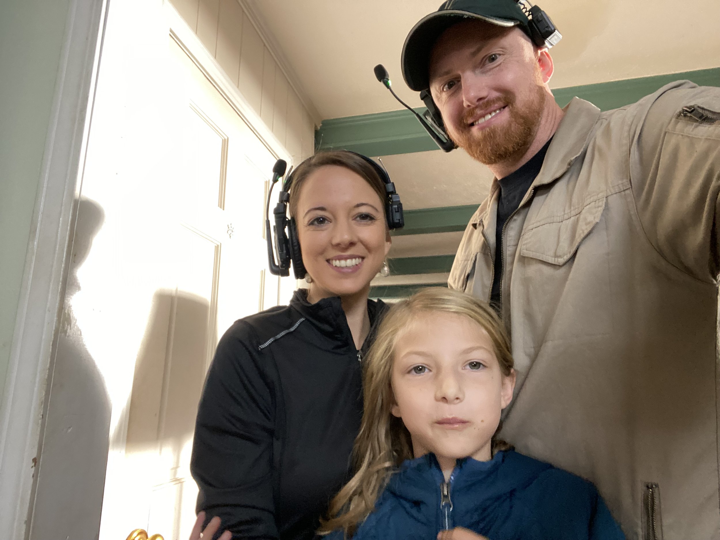 Perfidia BTS - 1st AD Tara Massey and Gaffer Jason Massey with their daughter