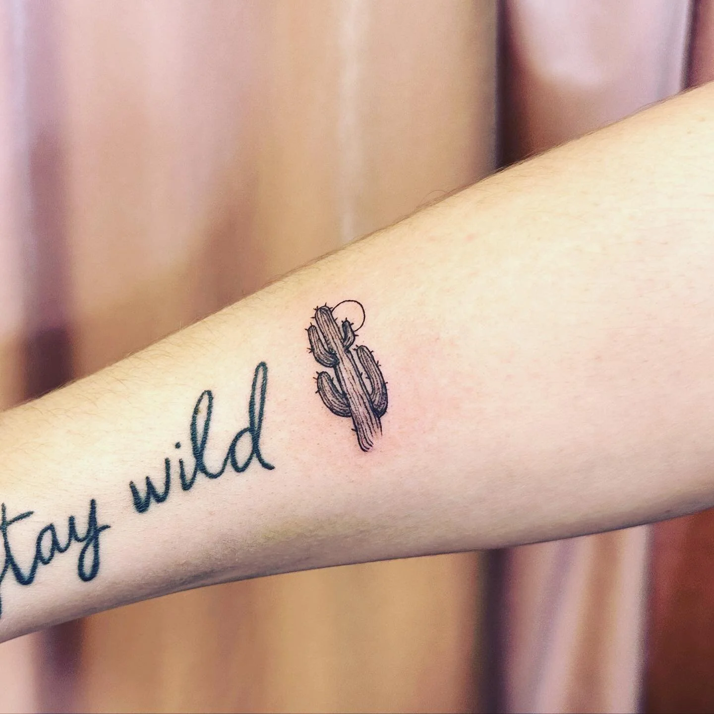 Just a teensy little cactus next to her pre-existing &ldquo;stay wild&rdquo; 🌵 

It turned out sooooo cuteee! 😍 
.
#tinytattoo #cactustattoo #angletontx #lakejacksontx #brazoriacounty #girlsrule #positivevibes