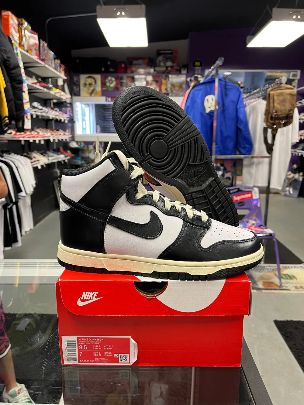 Size 7 (8.5w) Nike Dunk High Vintage Panda — KENOKICKS