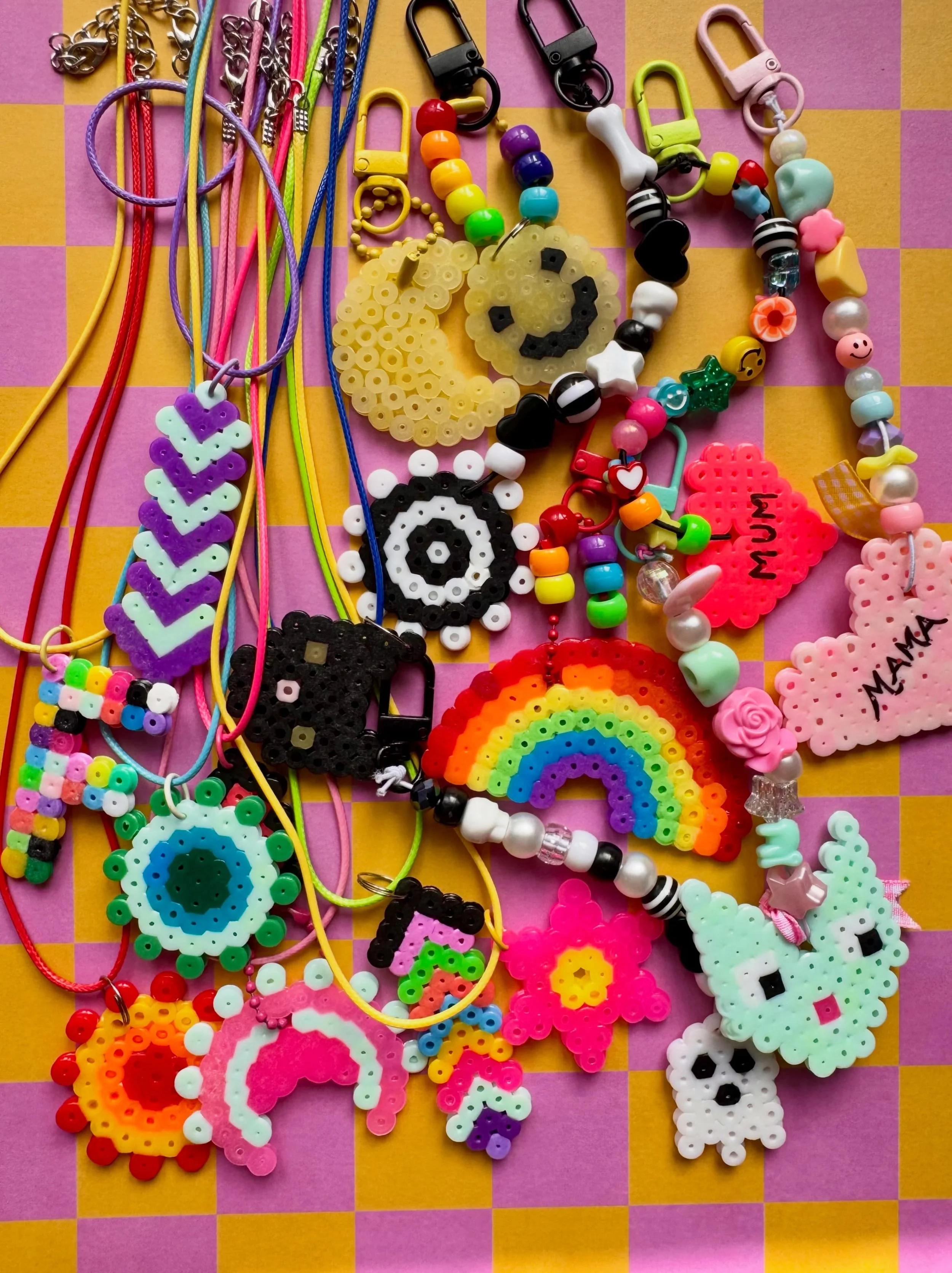 Last week in #helloartclub we crafted Mother&rsquo;s Day presents using melty/Hama/iron beads. The children created sweet necklaces and bag charms, and it was so lovely helping them express their love for their mamas through their crafts &hearts;️