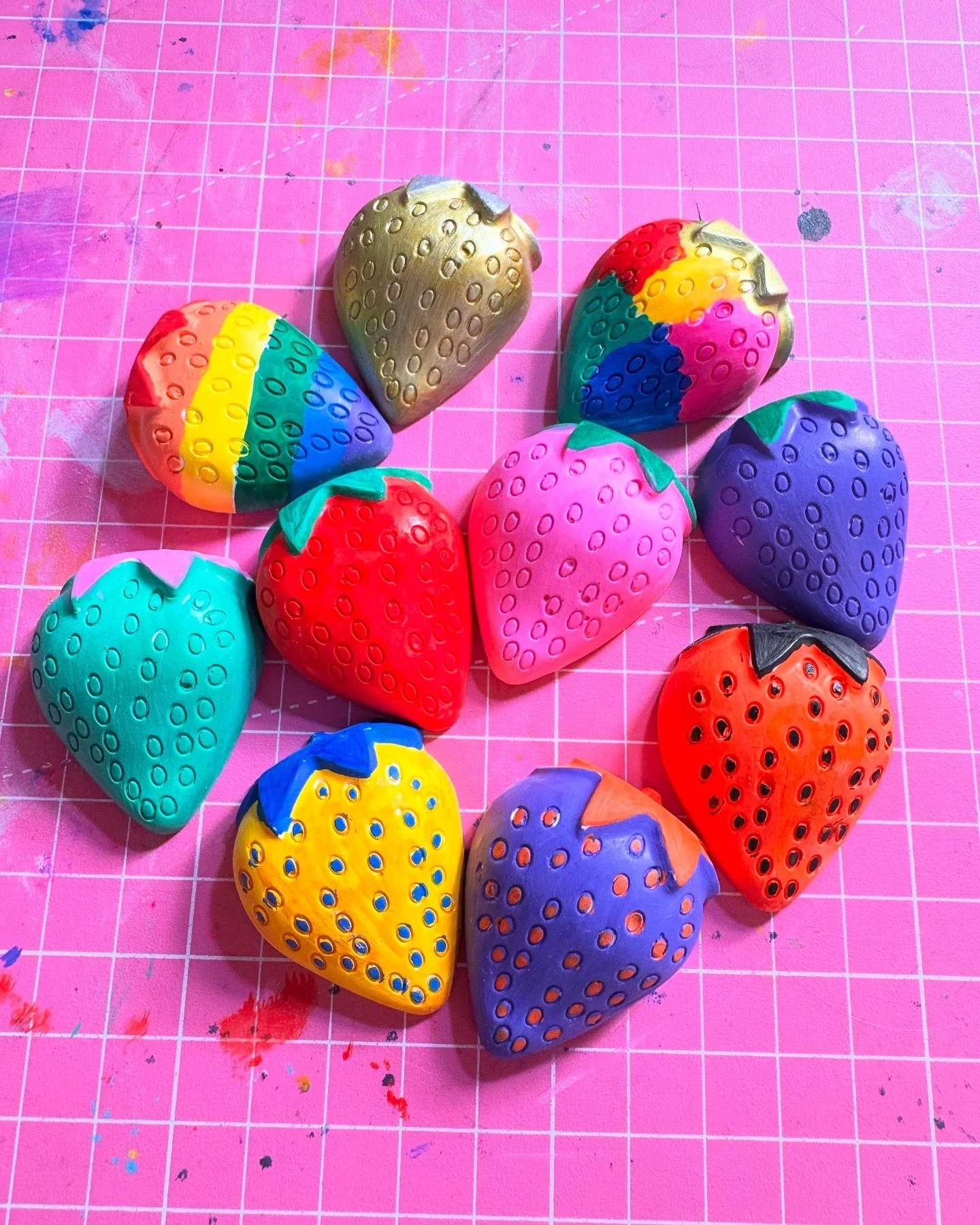 Kirstys Art & Craft Club plaster of Paris strawberry magnet activity