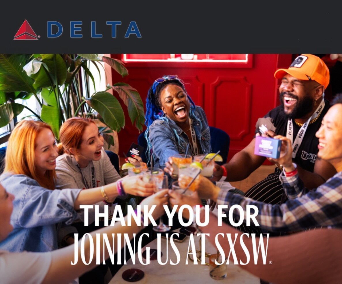 If you opened your latest Delta Skymiles email, you may have seen the header image feature Founder @danzawayne with new Krewe Members playing @partycardmashup The Game! 🥳

We really turned the @delta Lounge at @sxsw 2024 out and created &ldquo;a vib