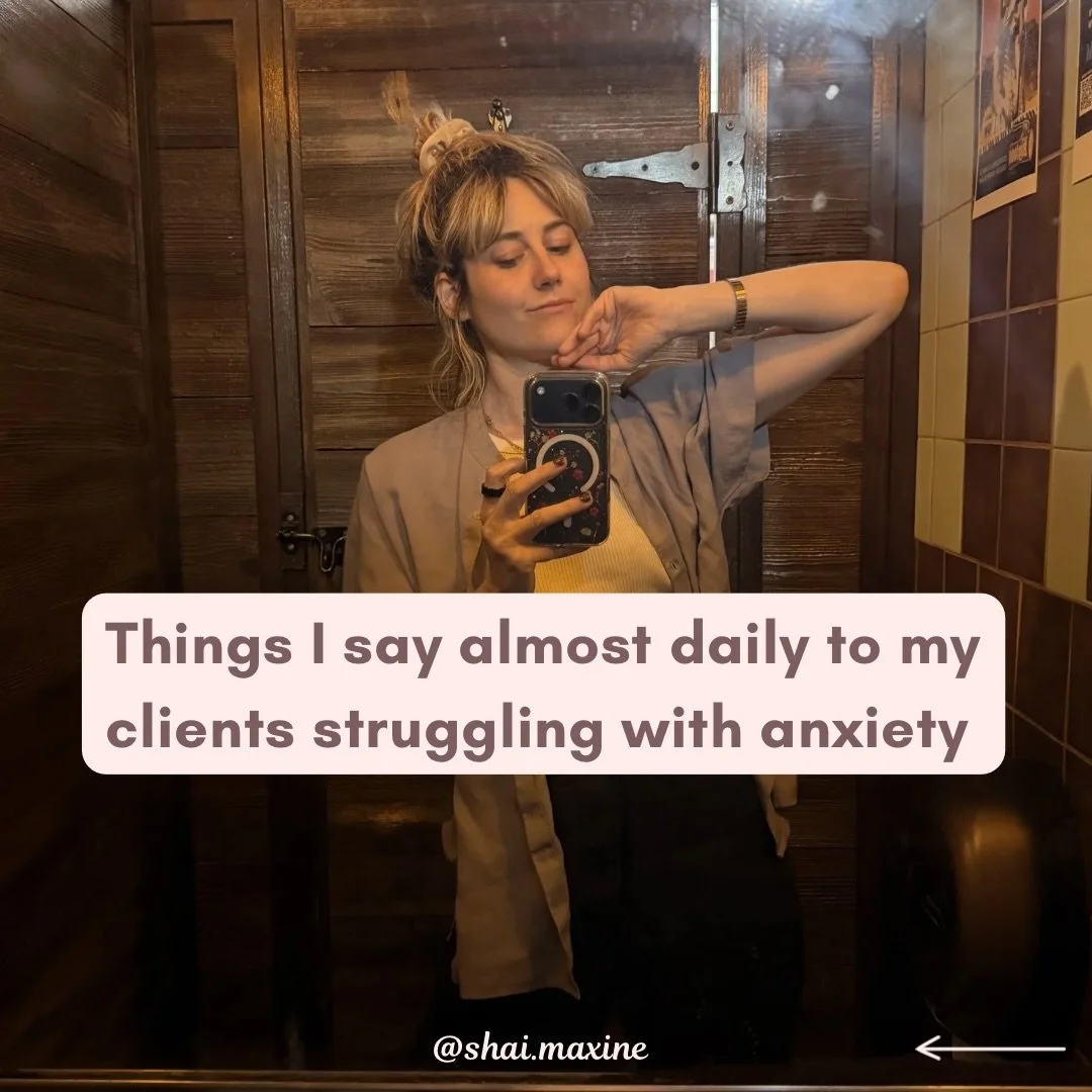 Comment SAFETY to get access to my free guide on building inner safety and regulation 🌟 

These are a few things I find myself saying all the time in sessions with clients navigating anxious thoughts, overwhelm, or fear.⁠
⁠
Because healing anxiety i